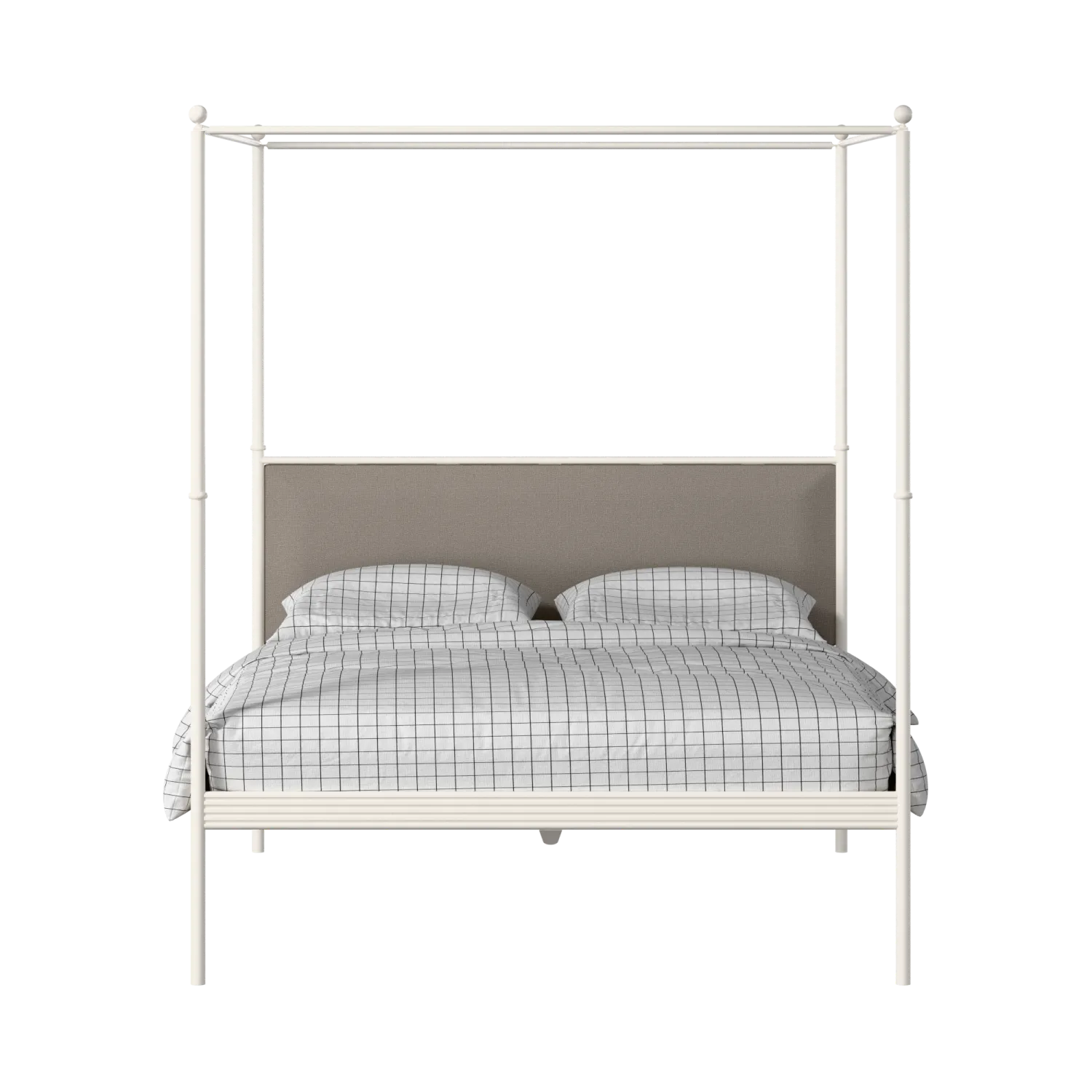 Vernon iron/metal bed in ivory with storm grey fabric