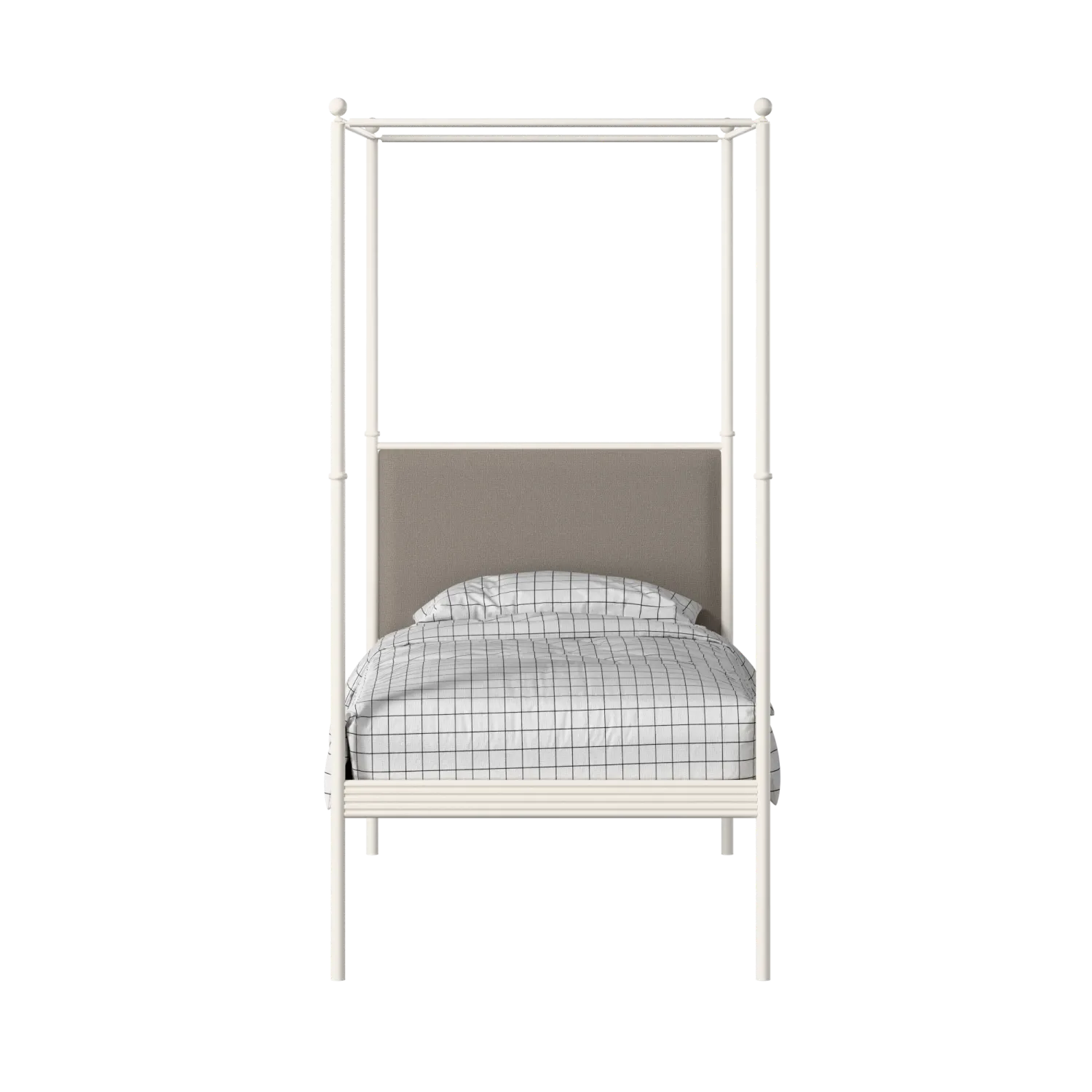 Vernon iron/metal single bed in ivory with storm grey fabric