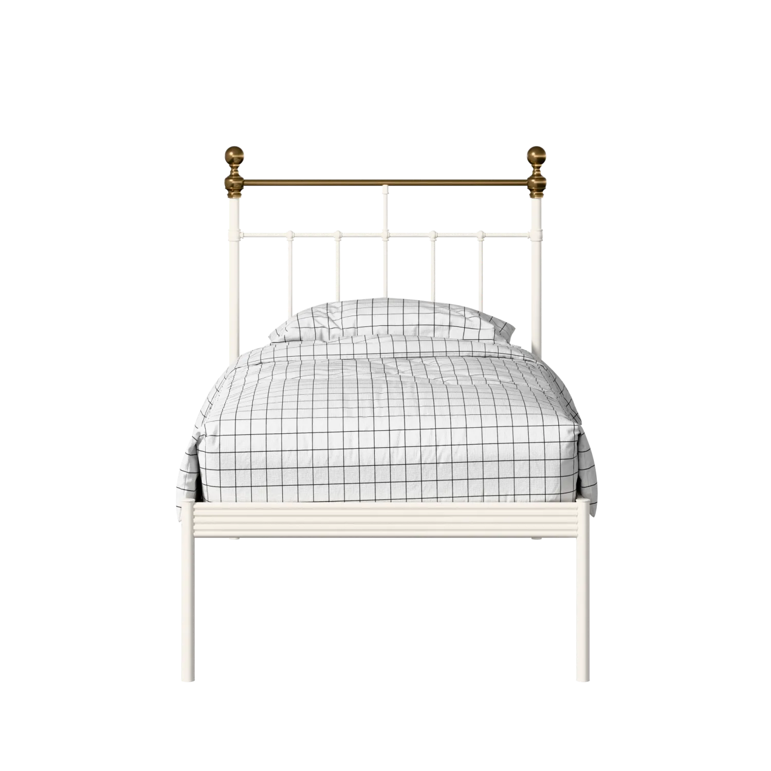 Iver iron/metal single bed in ivory