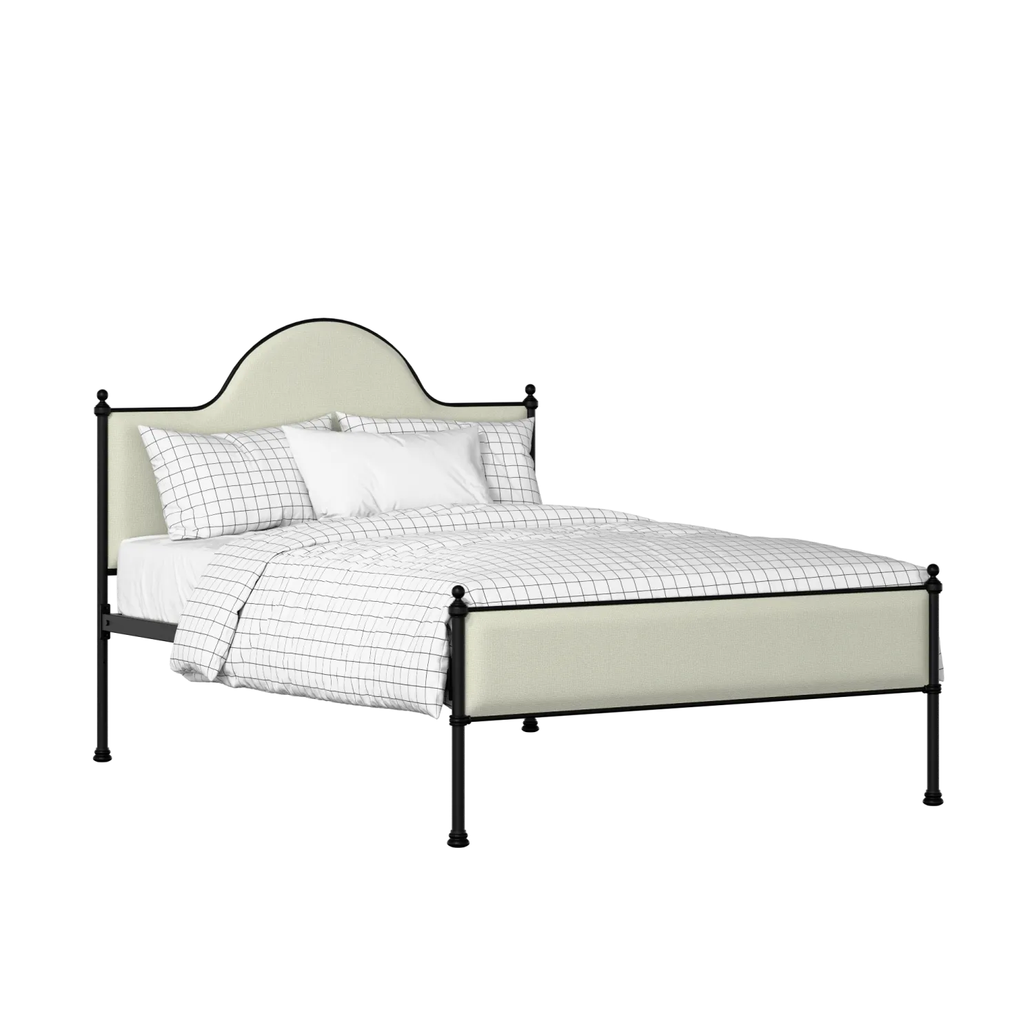 Albert Slim iron/metal upholstered bed in black with mineral fabric