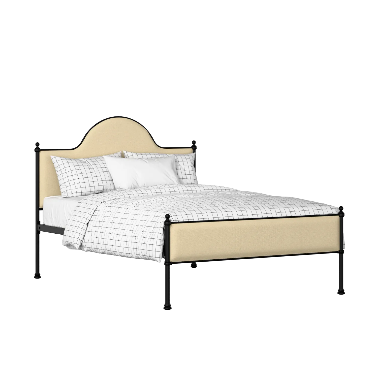 Albert Slim iron/metal upholstered bed in black with oatmeal fabric
