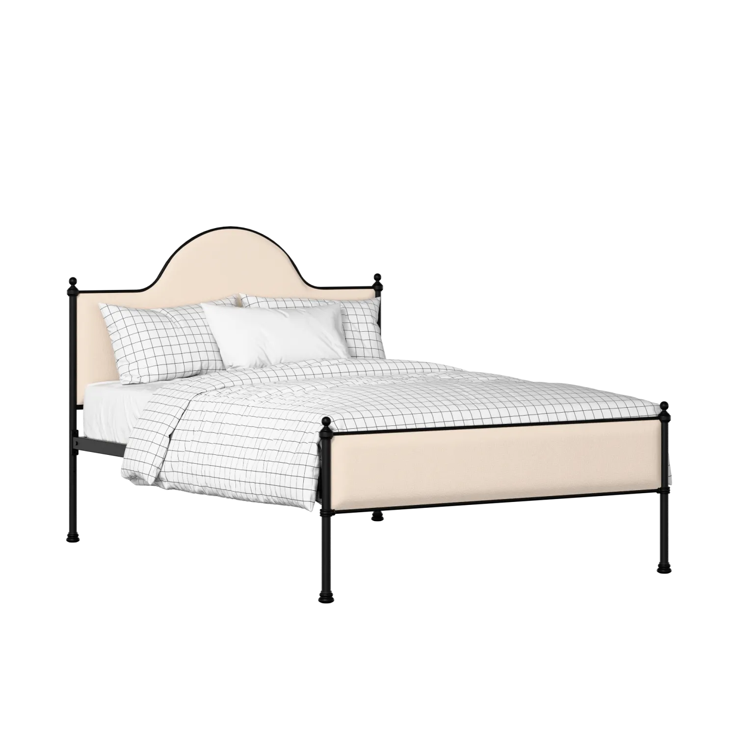 Albert Slim iron/metal upholstered bed in black with silver fabric