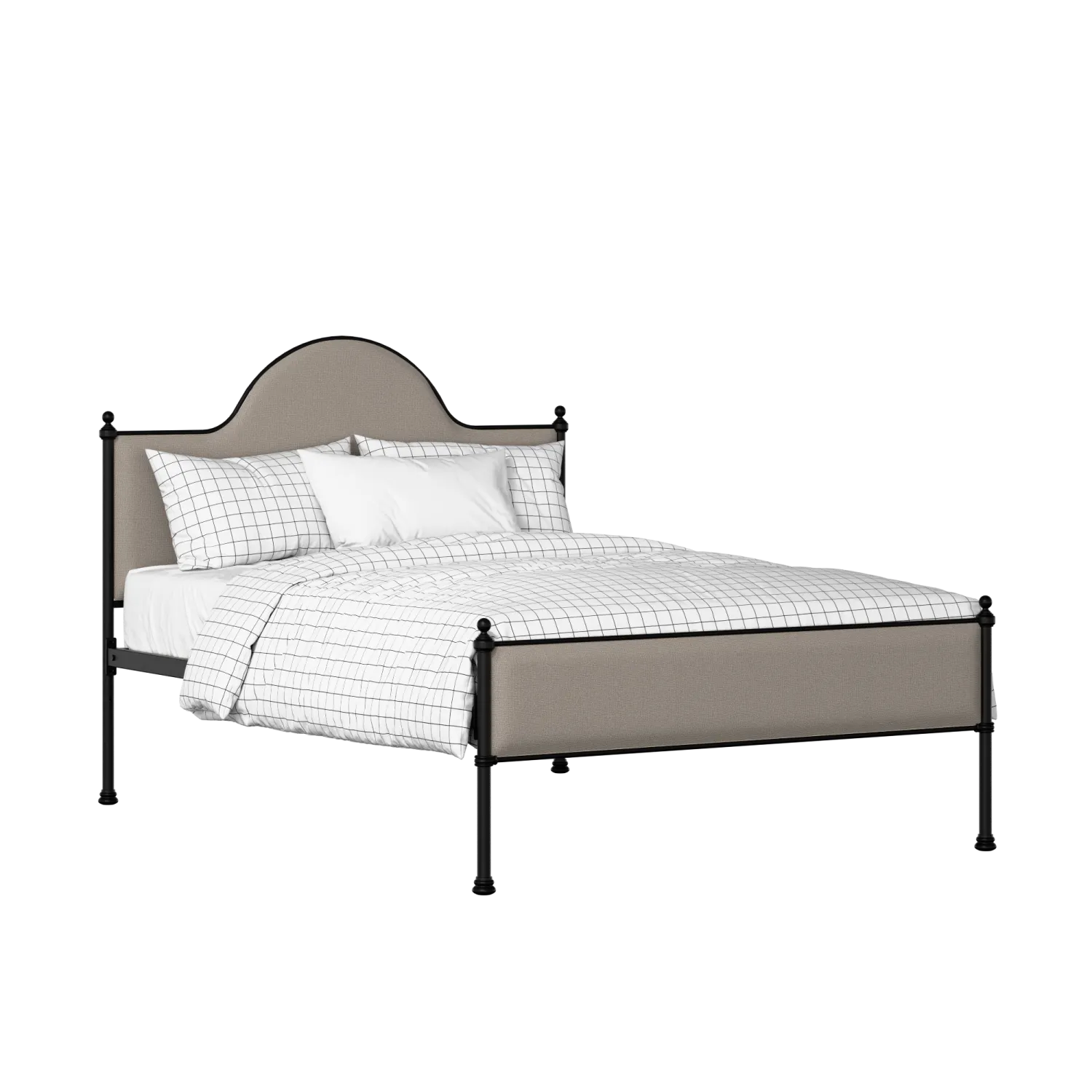 Albert Slim iron/metal upholstered bed in black with storm grey fabric