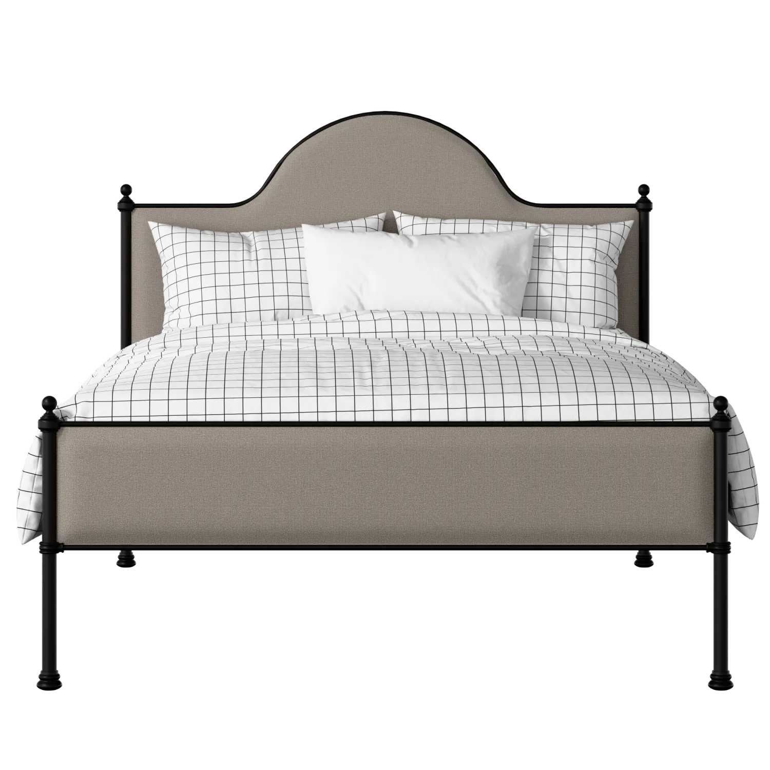 Albert Slim iron/metal upholstered bed in black with storm grey fabric