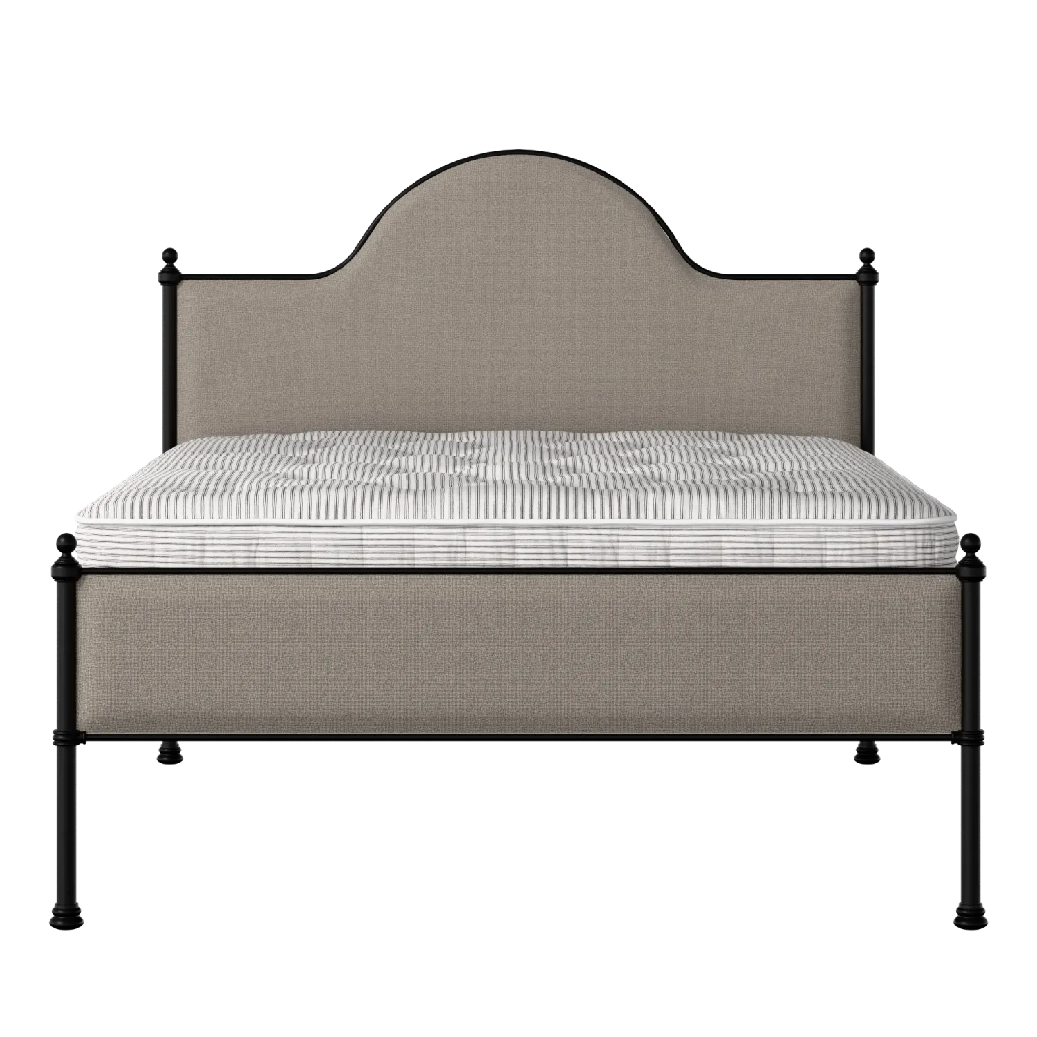 Albert Slim iron/metal upholstered bed in black with storm grey fabric