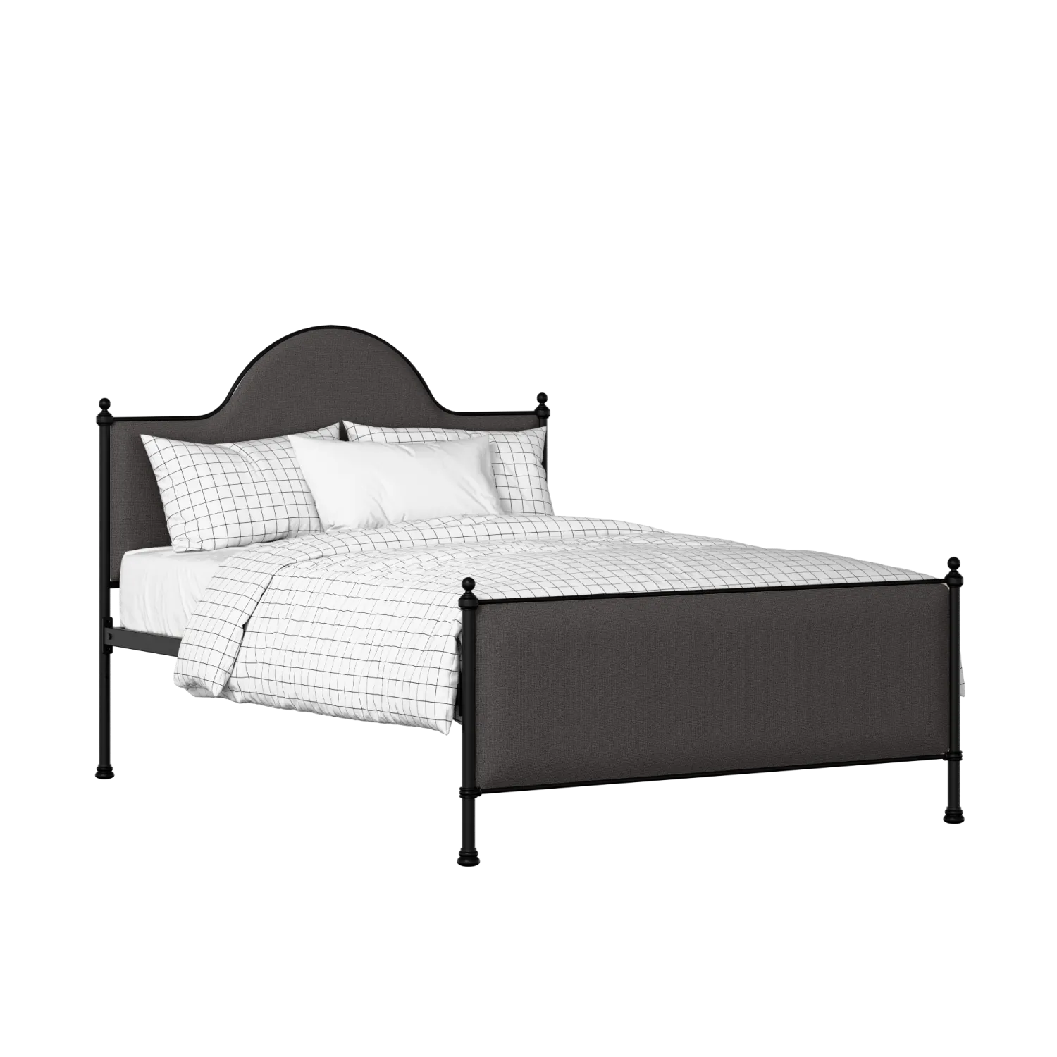 Albert iron/metal upholstered bed in black with iron fabric