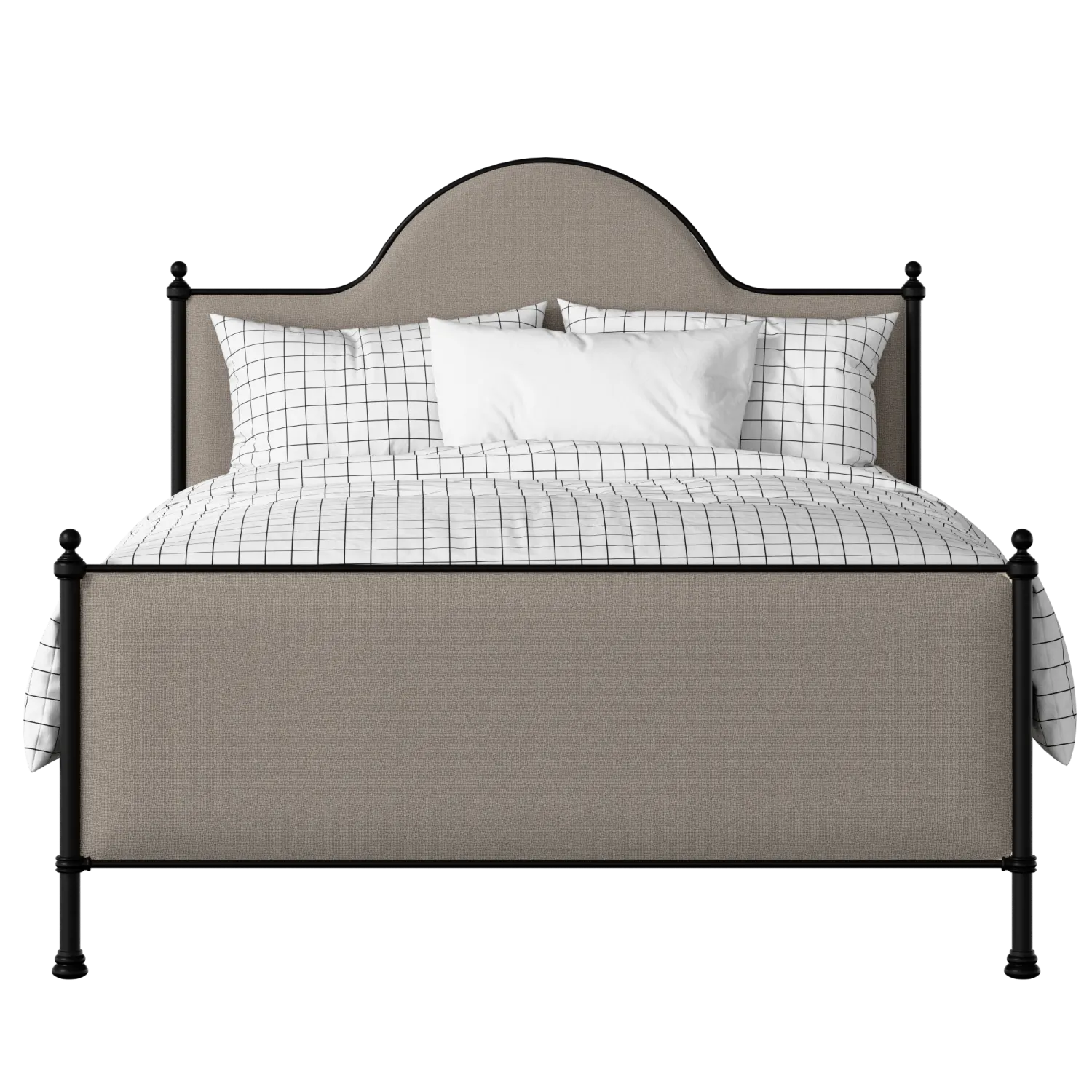 Albert iron/metal upholstered bed in black with storm grey fabric