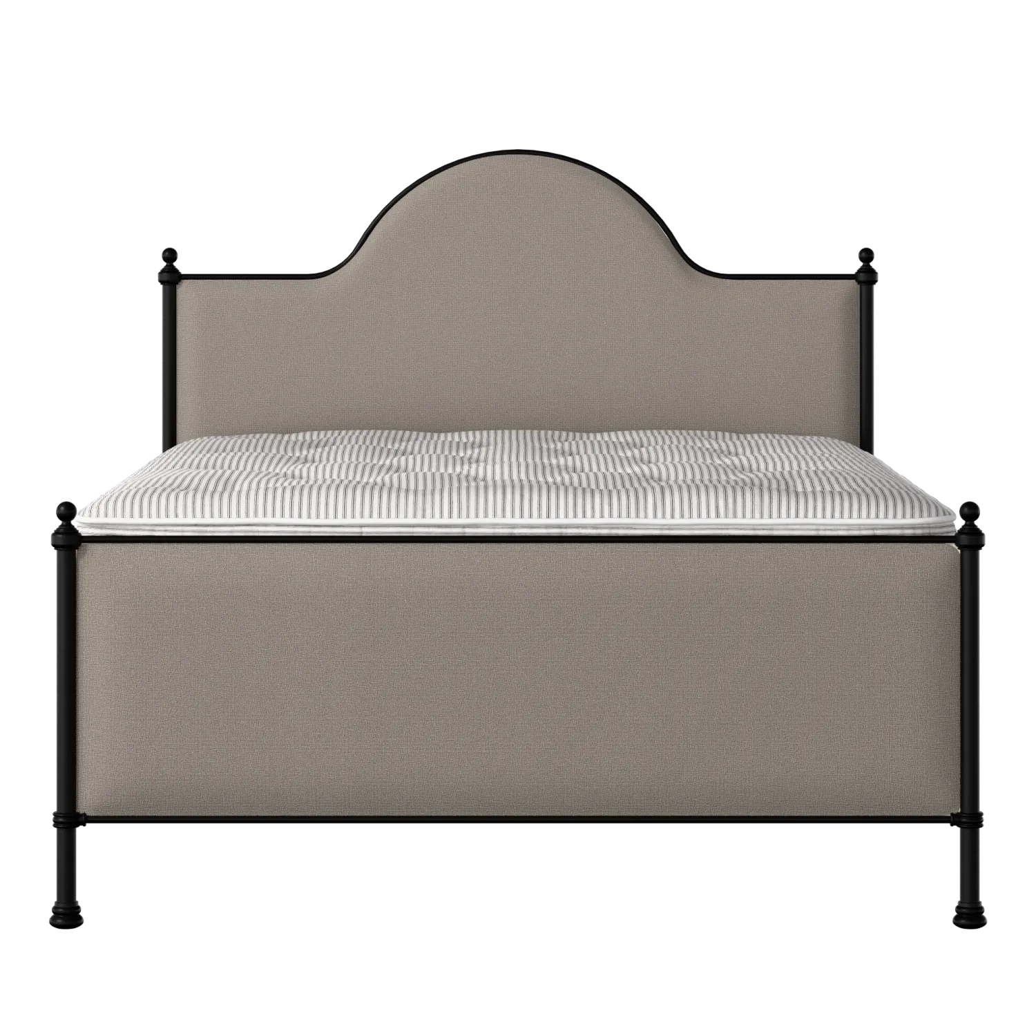 Albert iron/metal upholstered bed in black with storm grey fabric