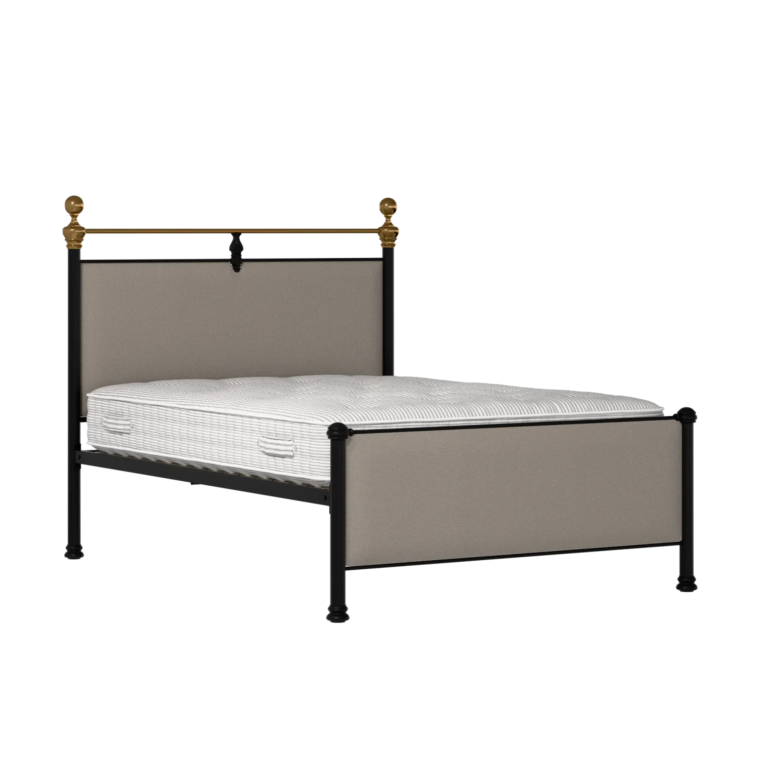 Bastille iron/metal upholstered bed in black with storm grey fabric