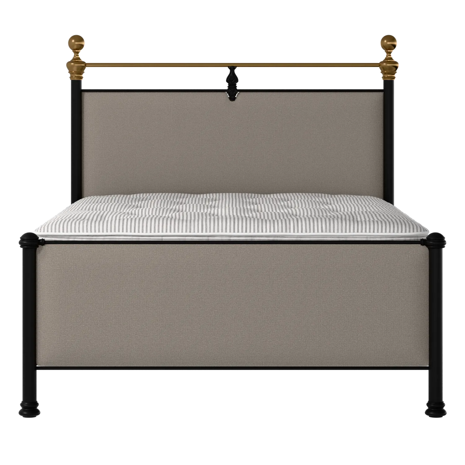 Bastille iron/metal upholstered bed in black with storm grey fabric