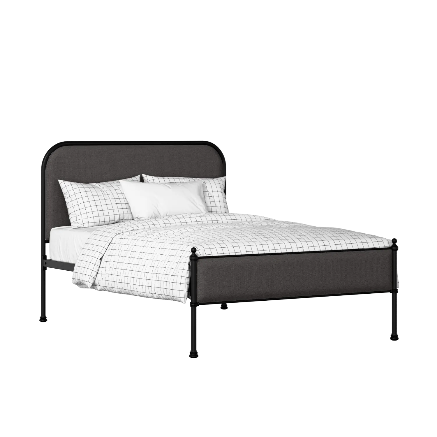 Bray Slim iron/metal upholstered bed in black with iron fabric