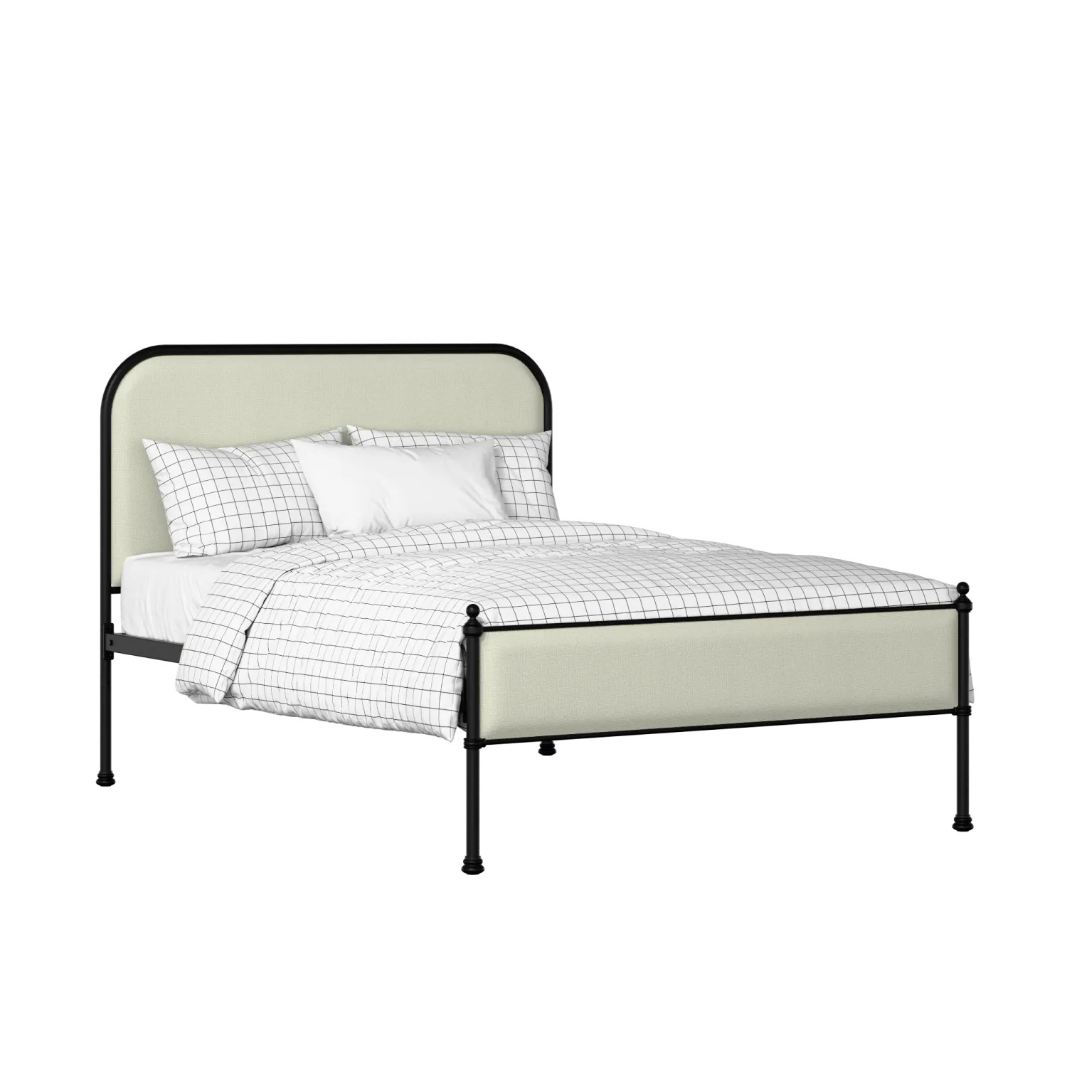 Bray Slim iron/metal upholstered bed in black with mineral fabric