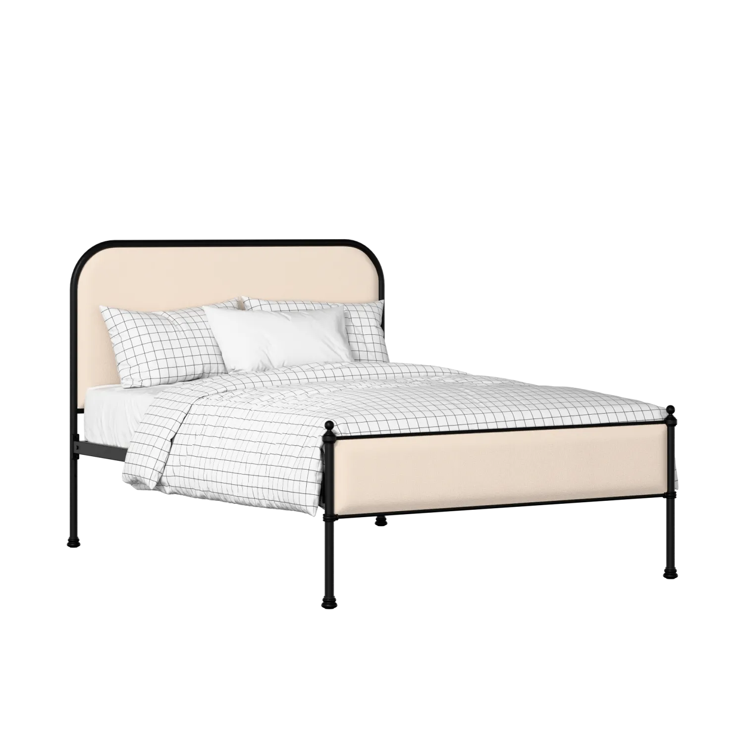 Bray Slim iron/metal upholstered bed in black with silver fabric
