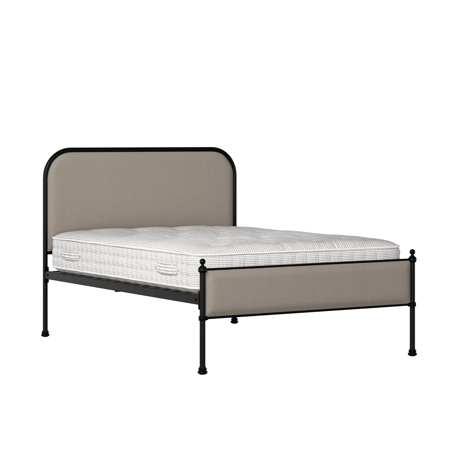 Bray Slim iron/metal upholstered bed in black with storm grey fabric