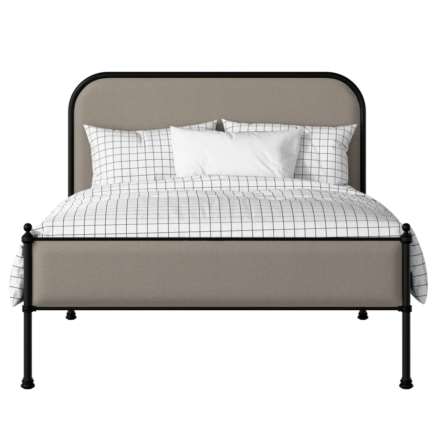 Bray Slim iron/metal upholstered bed in black with storm grey fabric