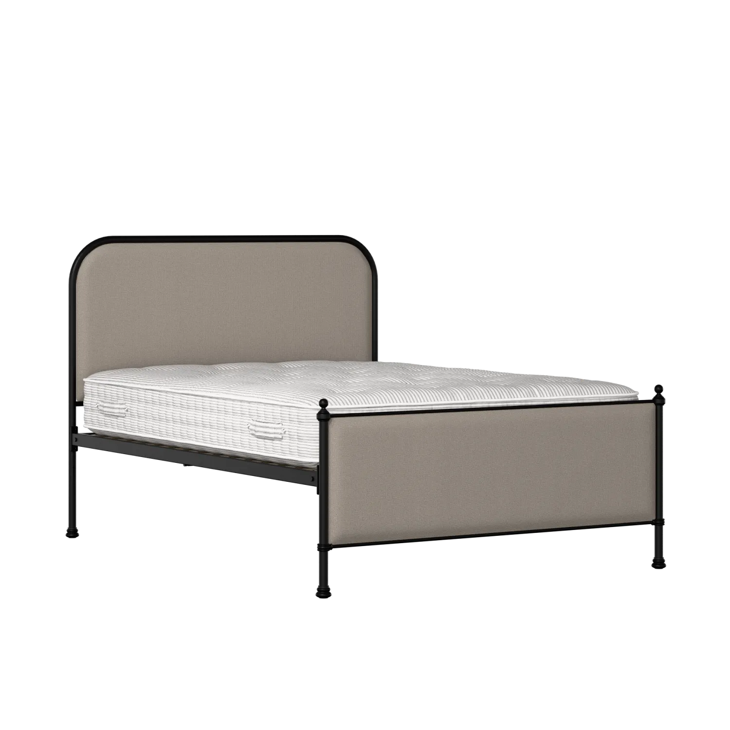 Bray iron/metal upholstered bed in black with storm grey fabric