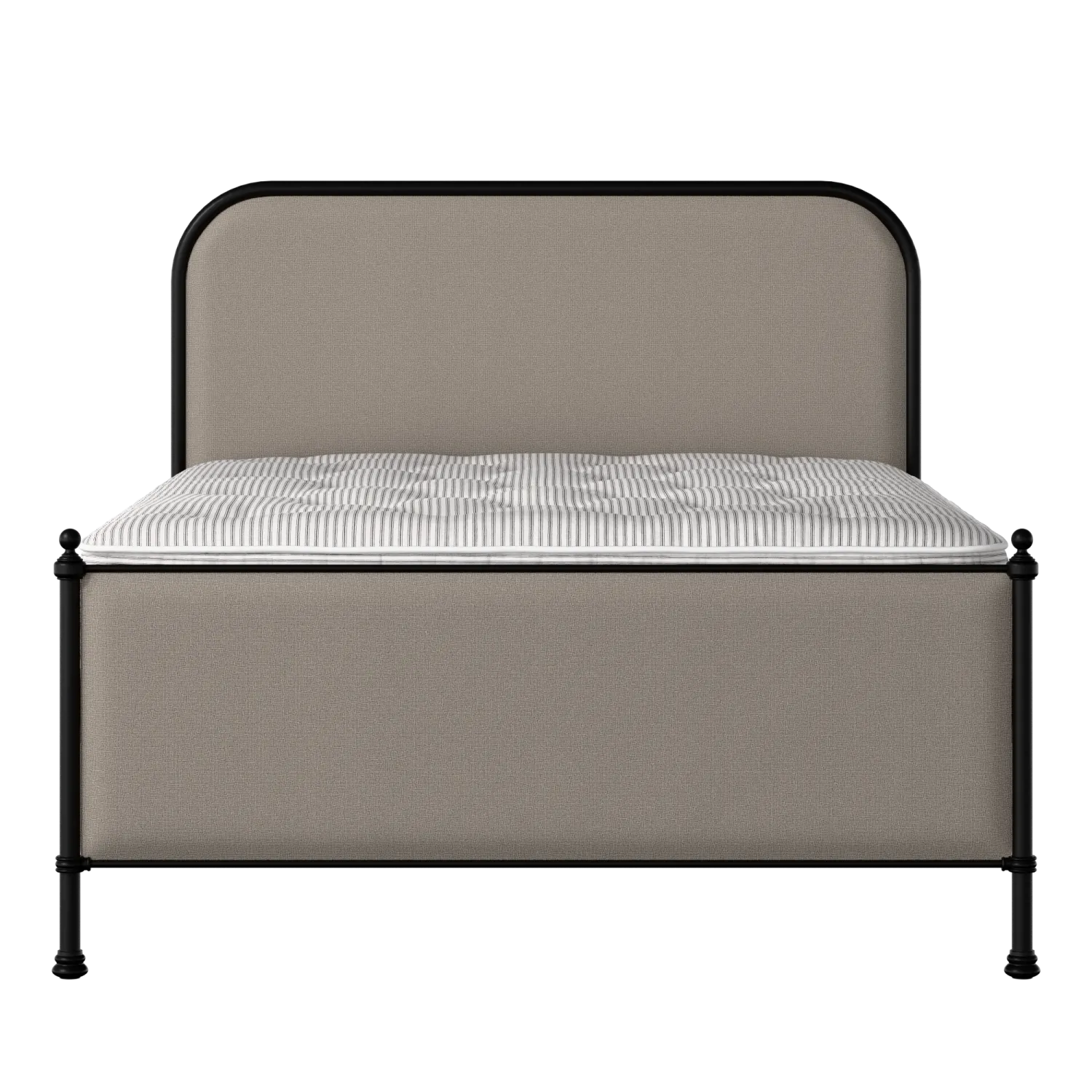 Bray iron/metal upholstered bed in black with storm grey fabric