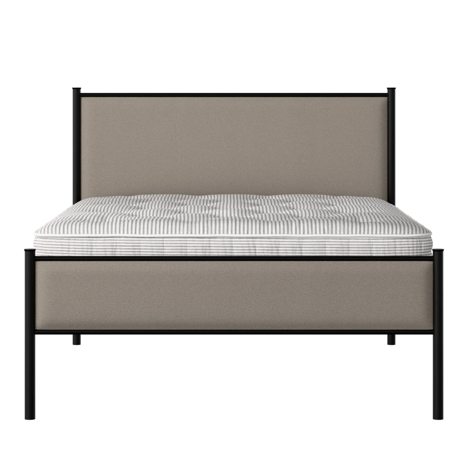 Brest Slim iron/metal upholstered bed in black with storm grey fabric