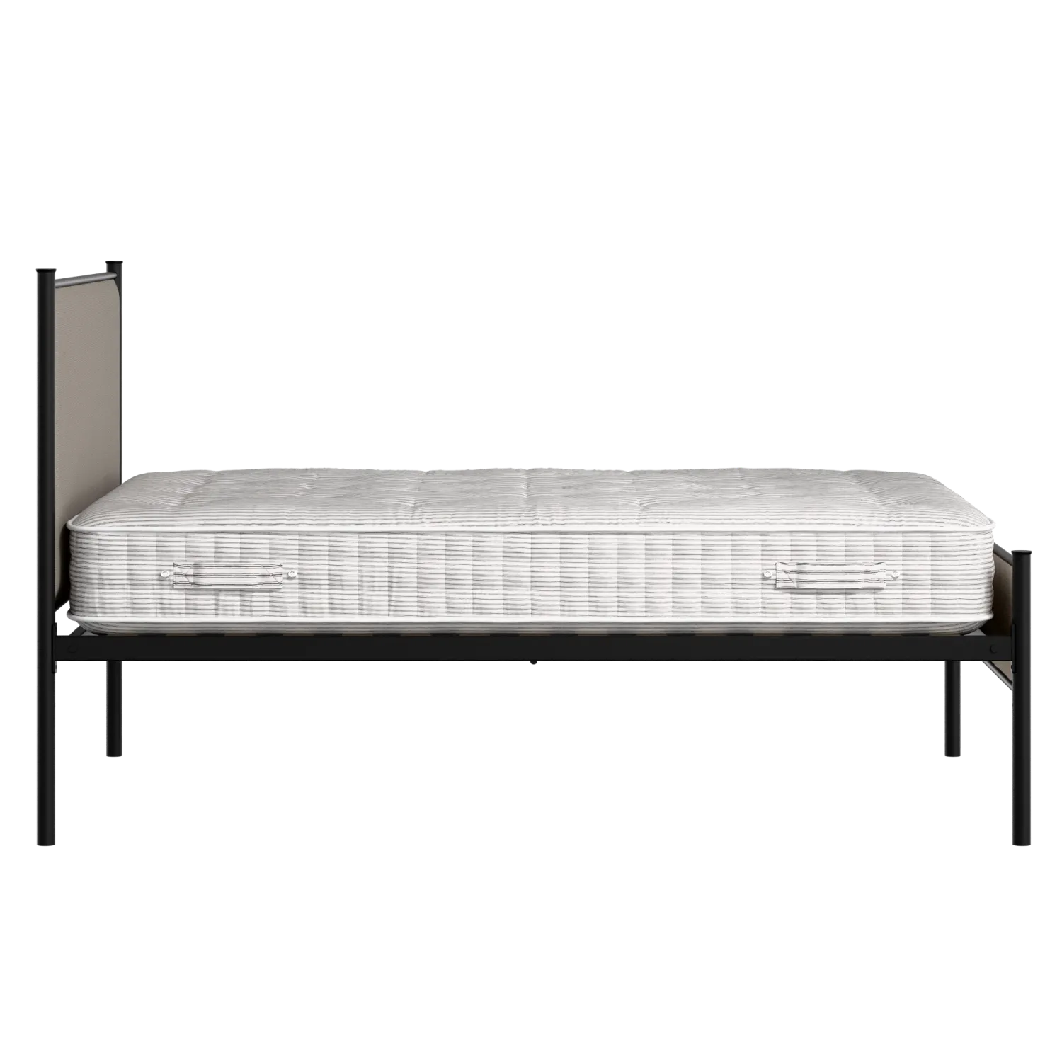 Brest Slim iron/metal upholstered bed in black with storm grey fabric