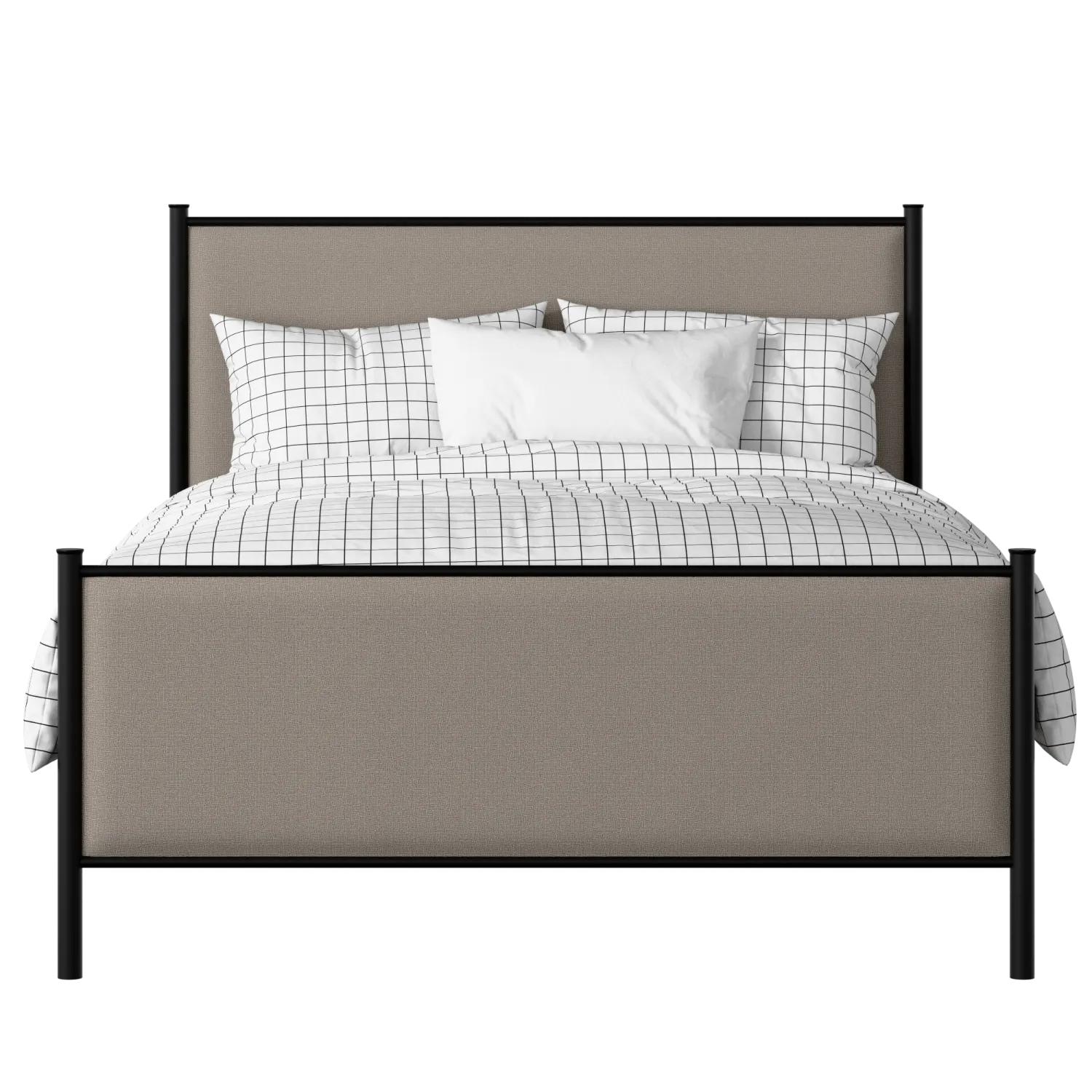 Brest iron/metal upholstered bed in black with storm grey fabric