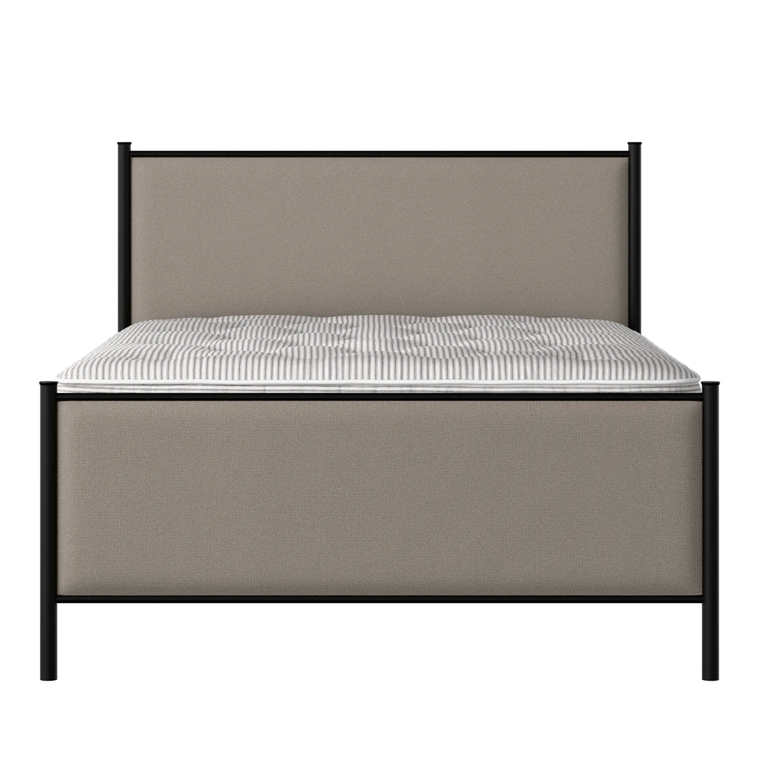Brest iron/metal upholstered bed in black with storm grey fabric