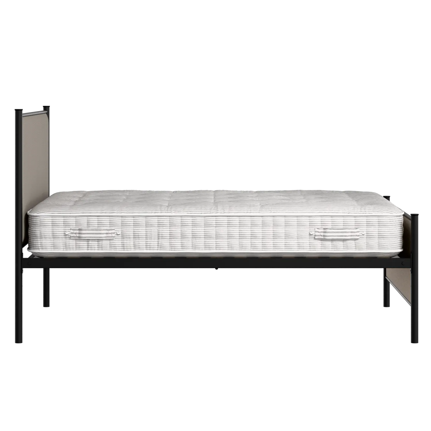 Brest iron/metal upholstered bed in black with storm grey fabric