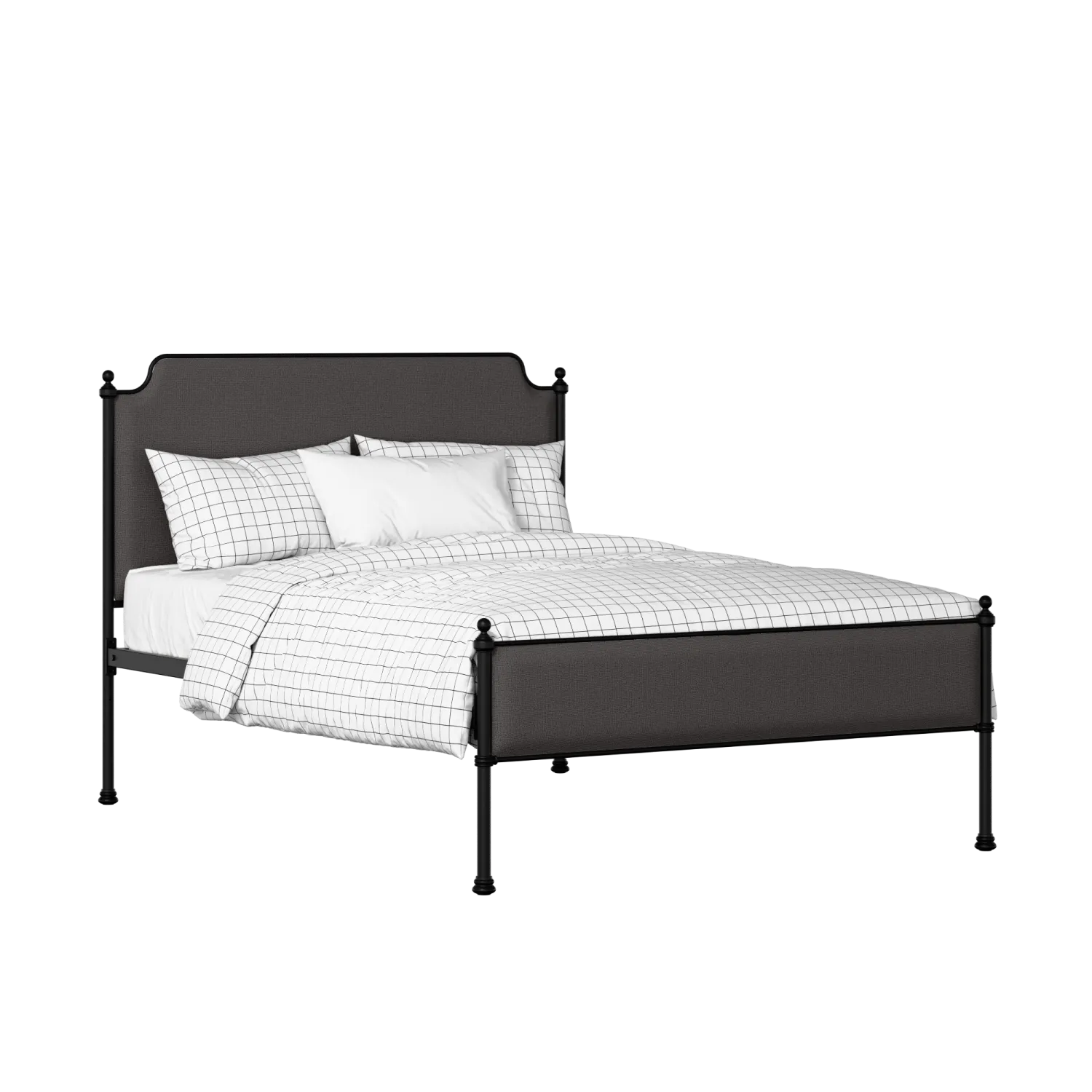 Miranda Slim iron/metal upholstered bed in black with iron fabric