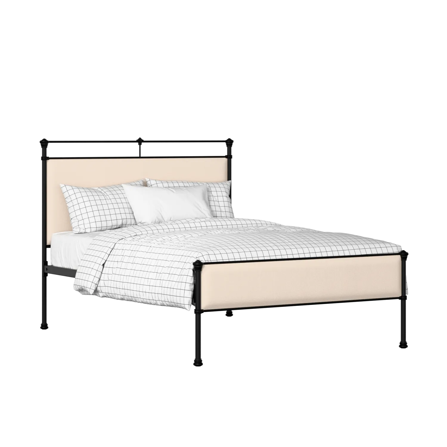 Nancy Slim iron/metal upholstered bed in black with silver fabric