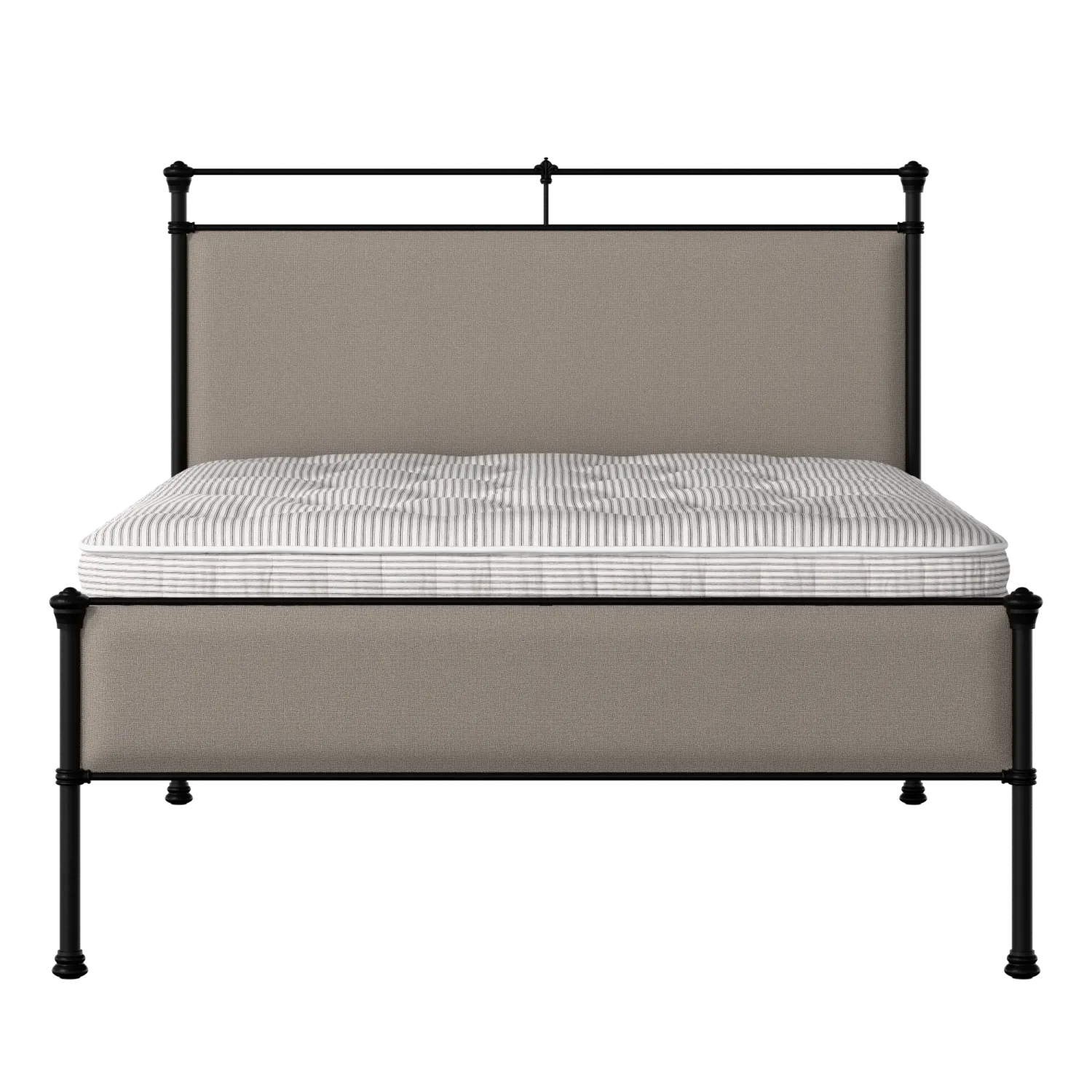 Nancy Slim iron/metal upholstered bed in black with storm grey fabric