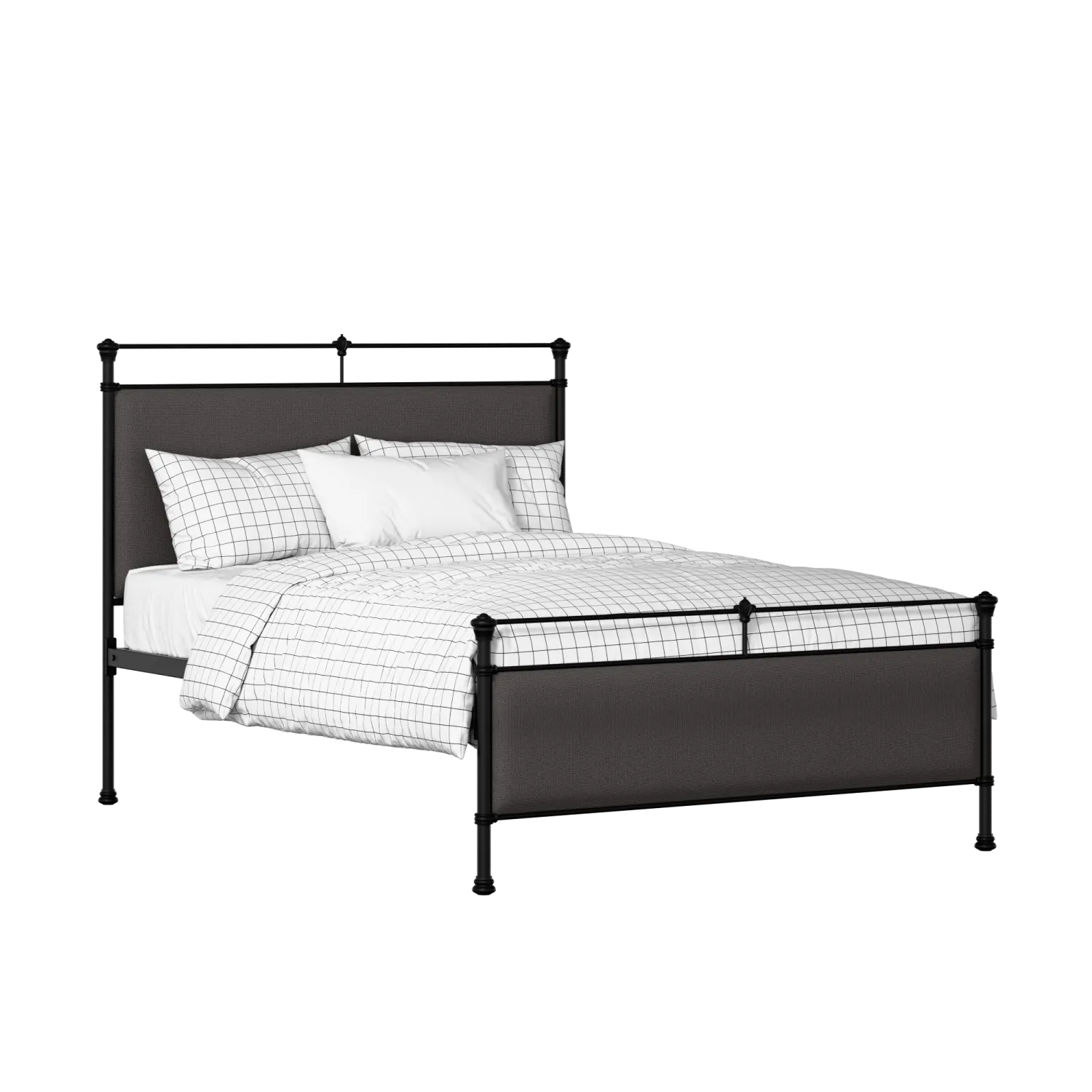 Nancy iron/metal upholstered bed in black with iron fabric