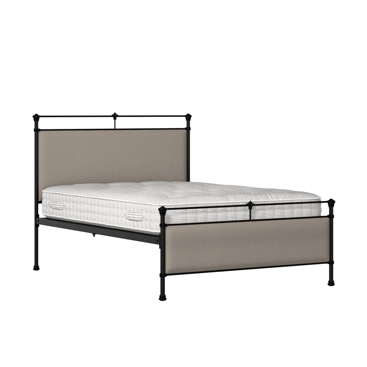 Nancy iron/metal upholstered bed in black with storm grey fabric