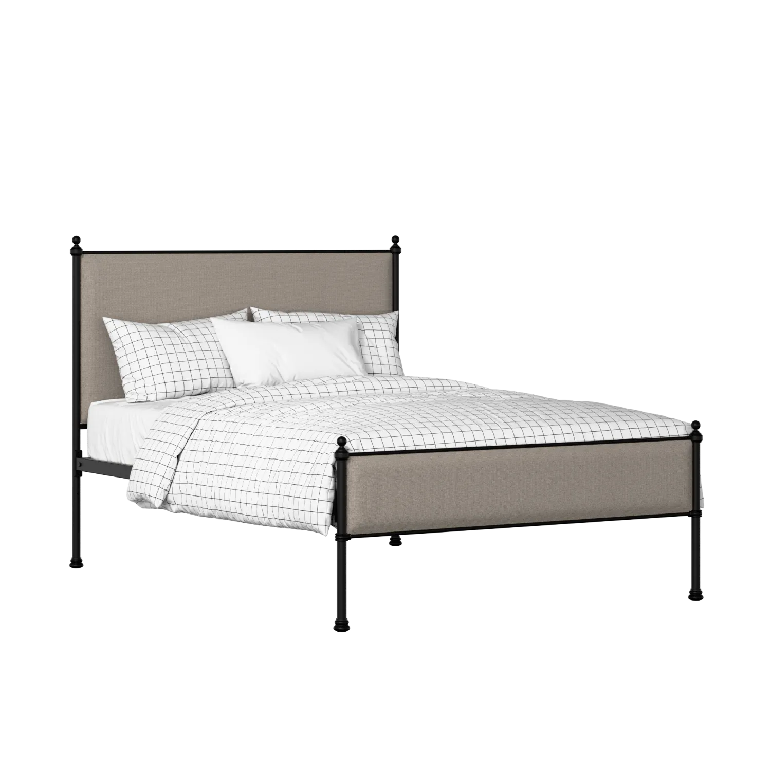 Neville Slim iron/metal upholstered bed in black with storm grey fabric