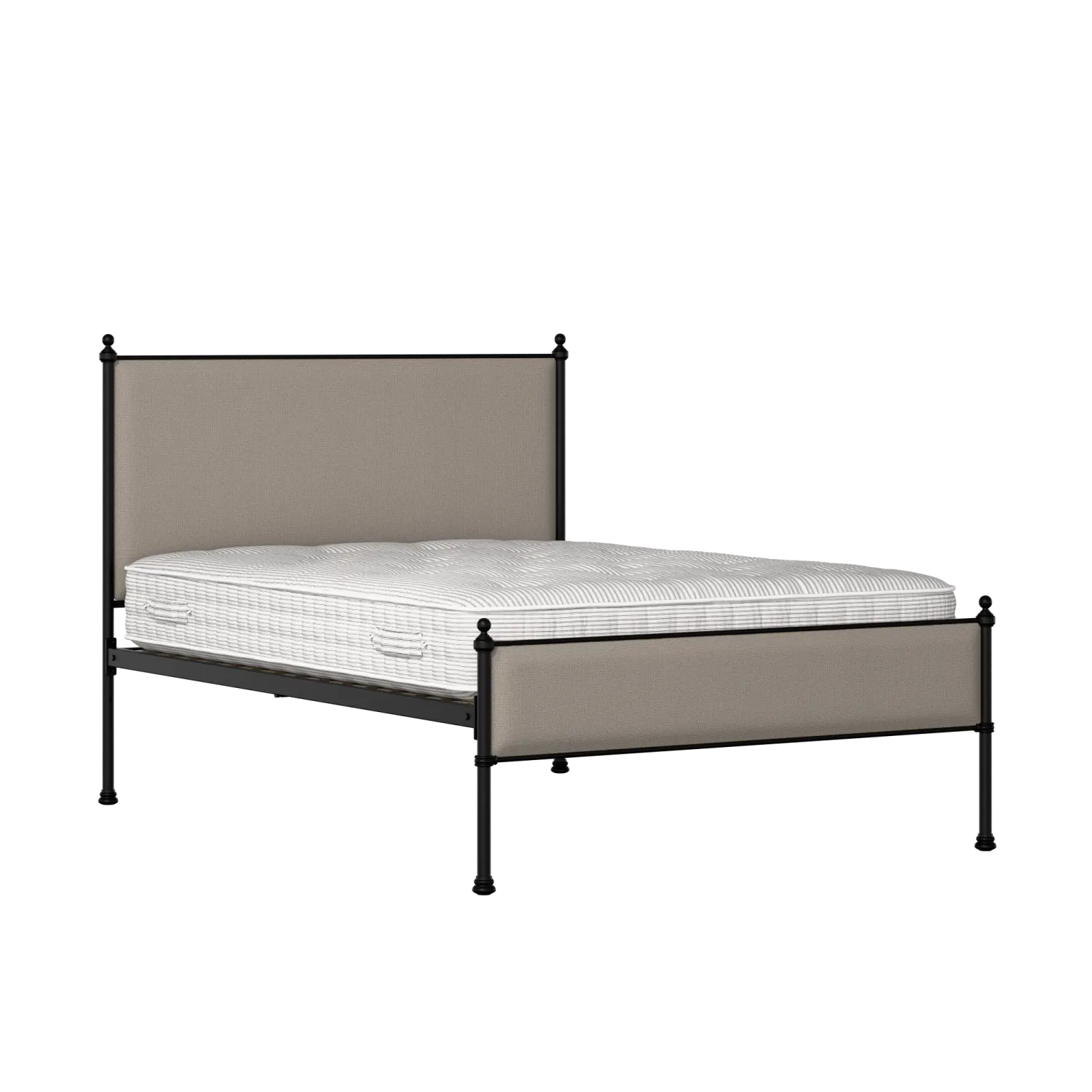 Neville Slim iron/metal upholstered bed in black with storm grey fabric