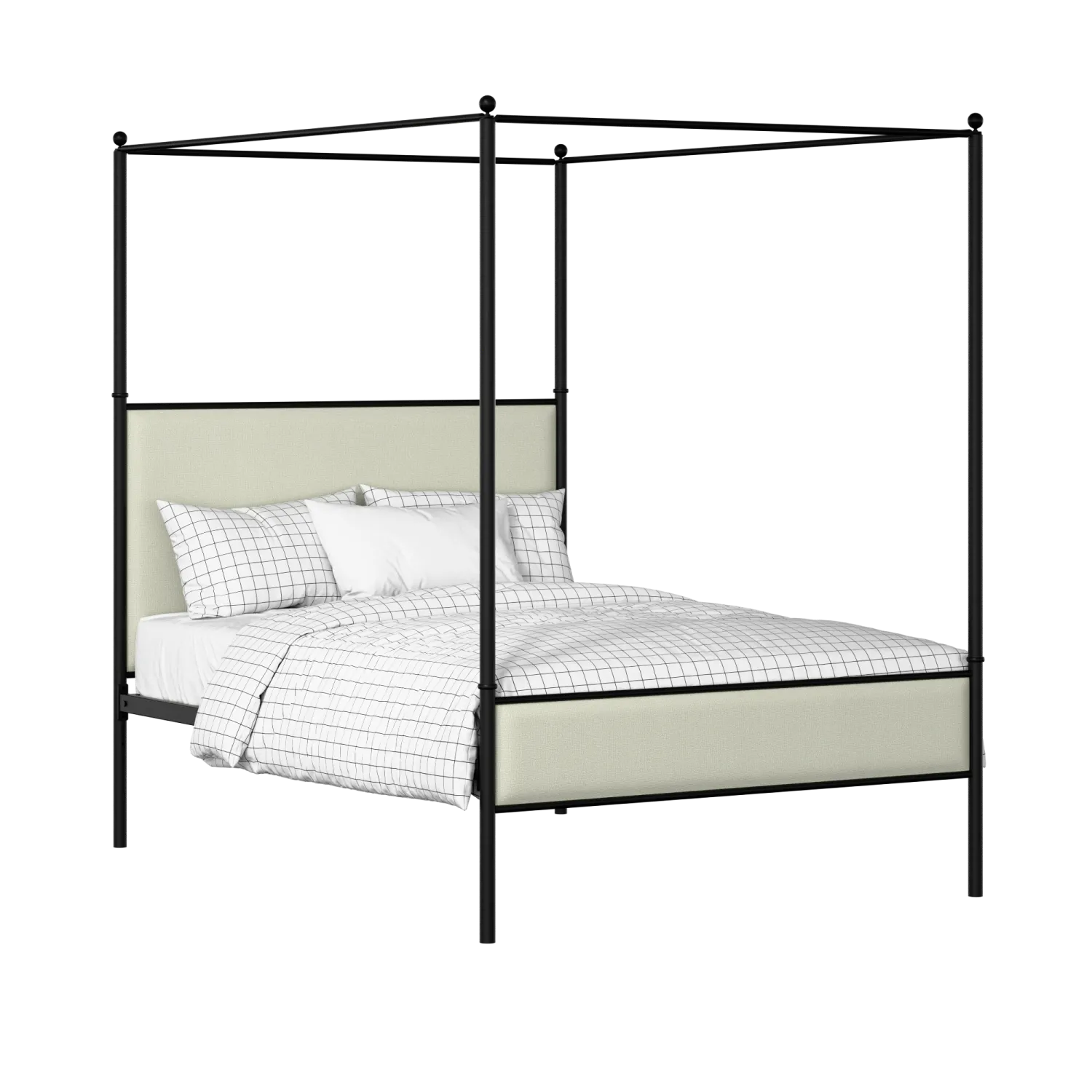 Reims Slim iron/metal upholstered bed in black with mineral fabric