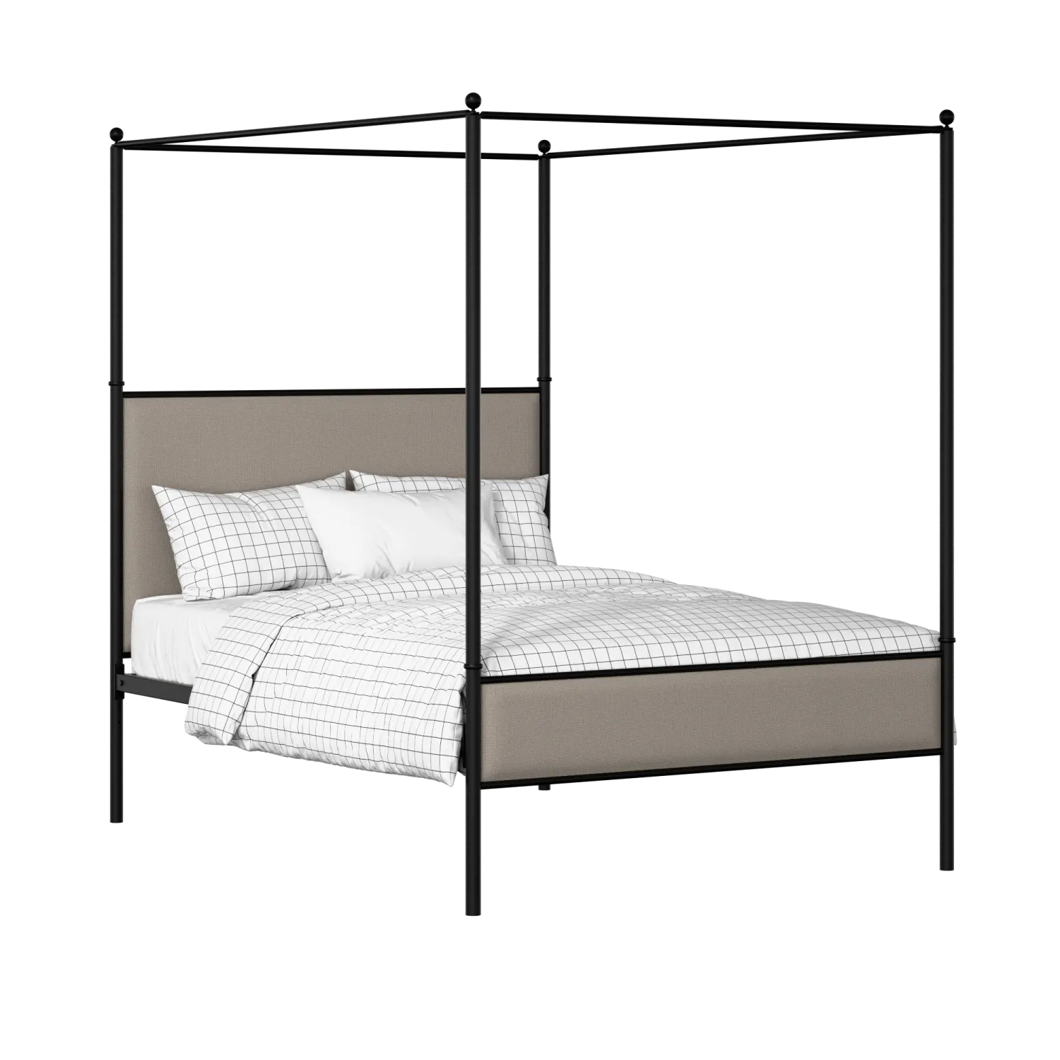 Reims Slim iron/metal upholstered bed in black with storm grey fabric