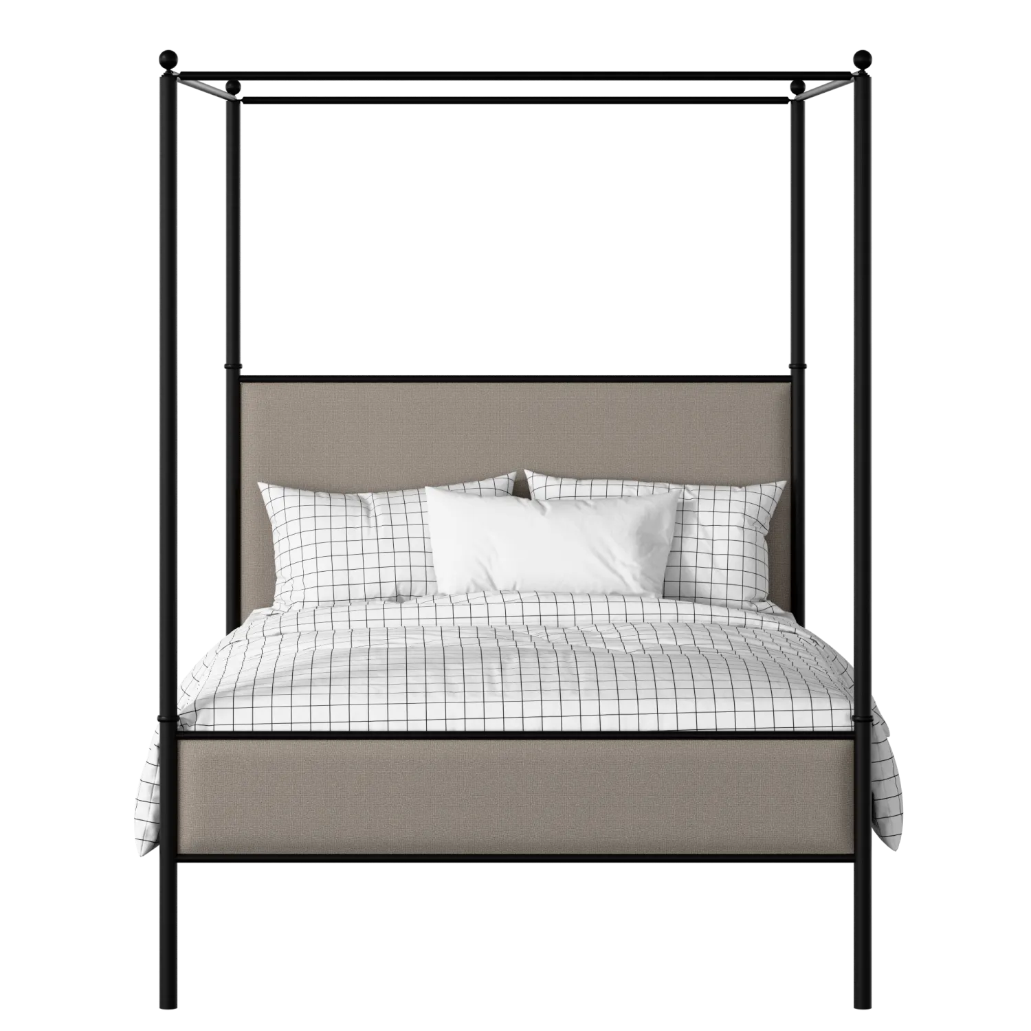 Reims Slim iron/metal upholstered bed in black with storm grey fabric