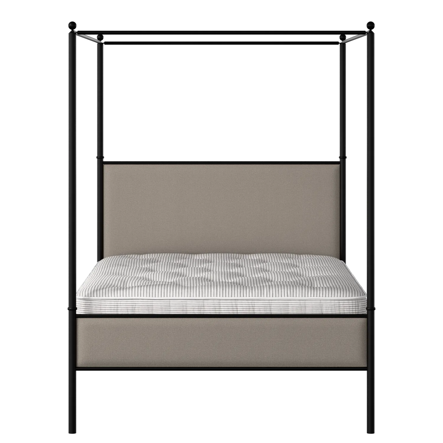 Reims Slim iron/metal upholstered bed in black with storm grey fabric