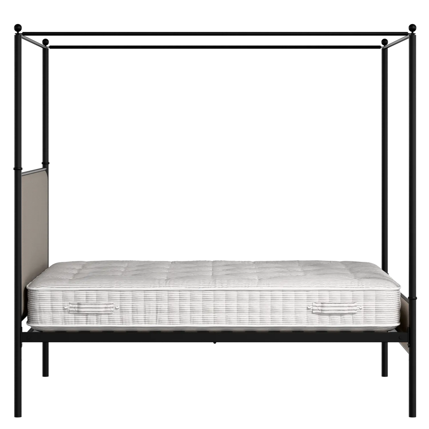 Reims Slim iron/metal upholstered bed in black with storm grey fabric