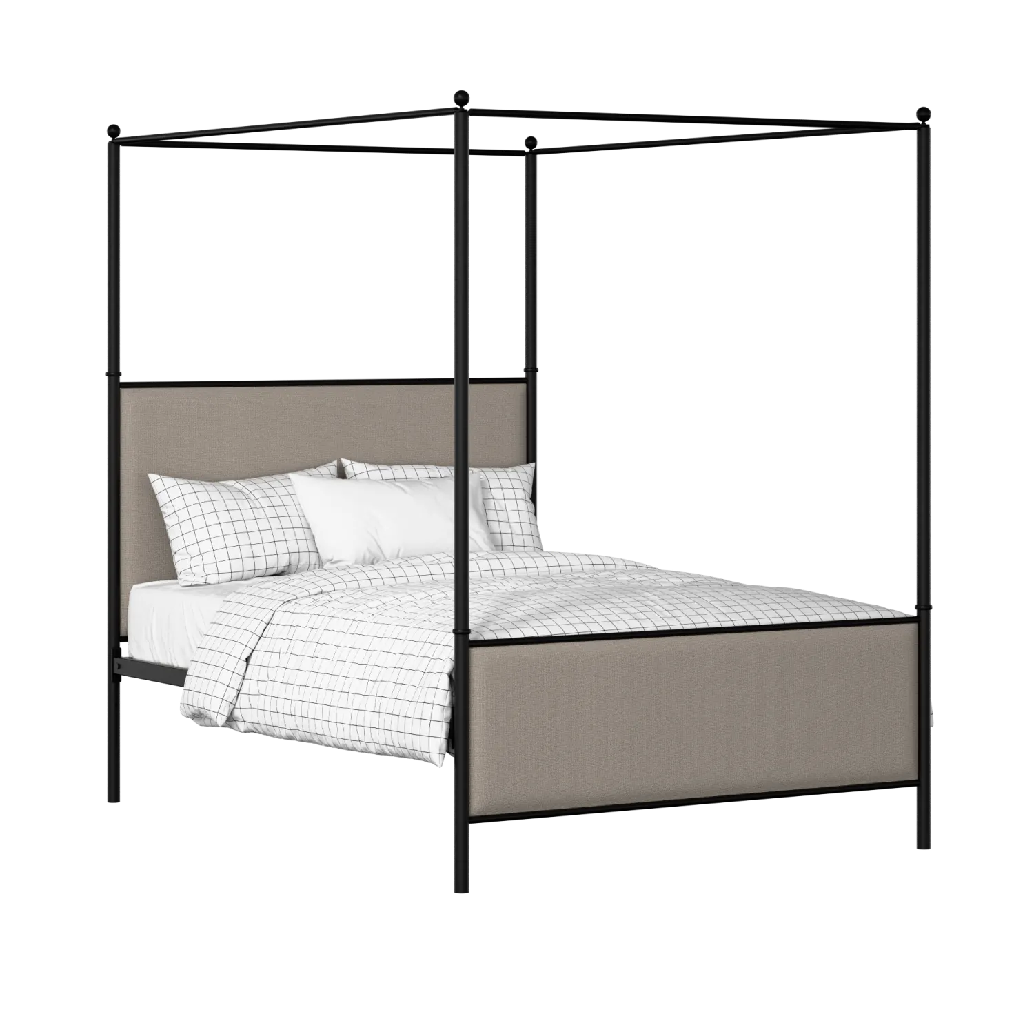 Reims iron/metal upholstered bed in black with storm grey fabric