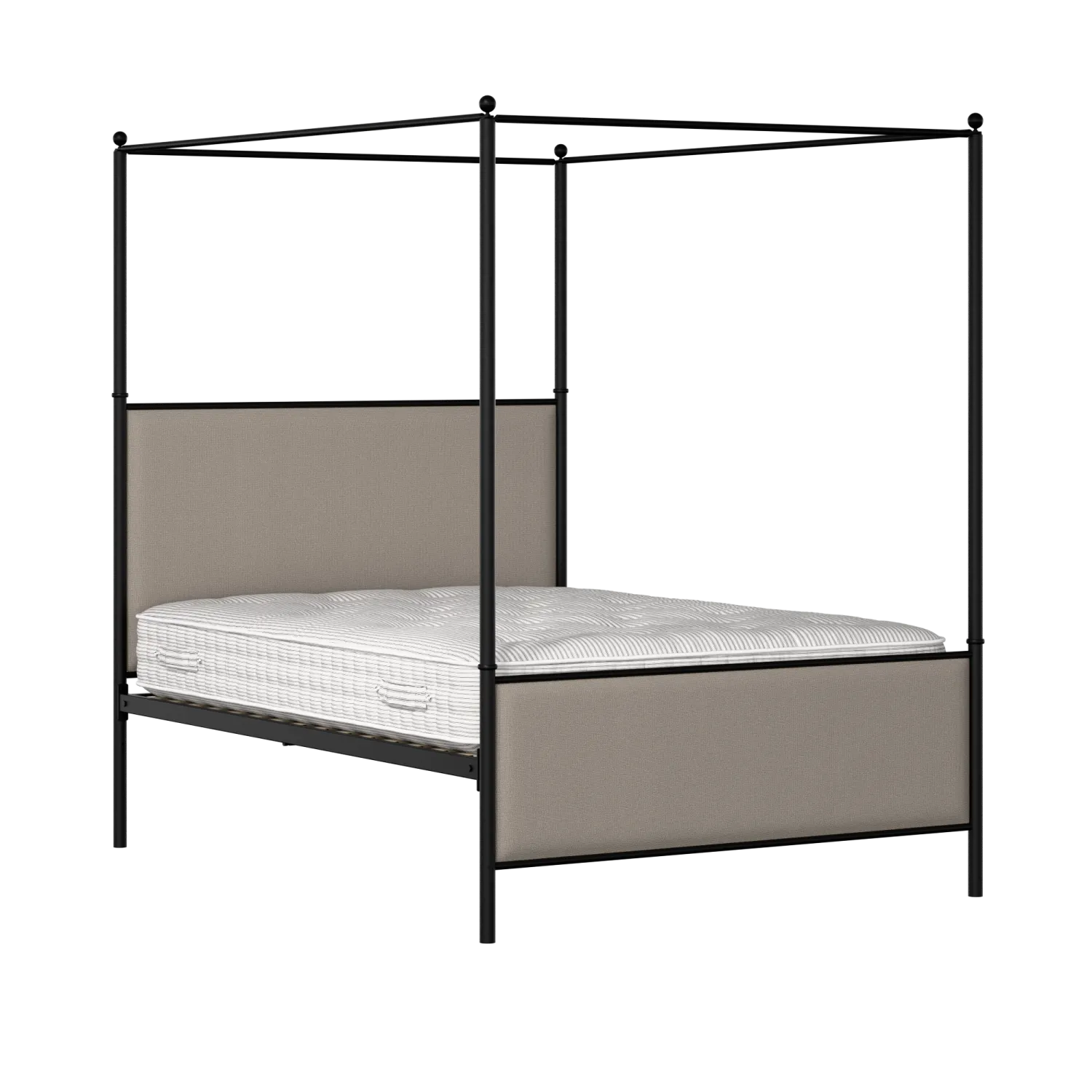 Reims iron/metal upholstered bed in black with storm grey fabric