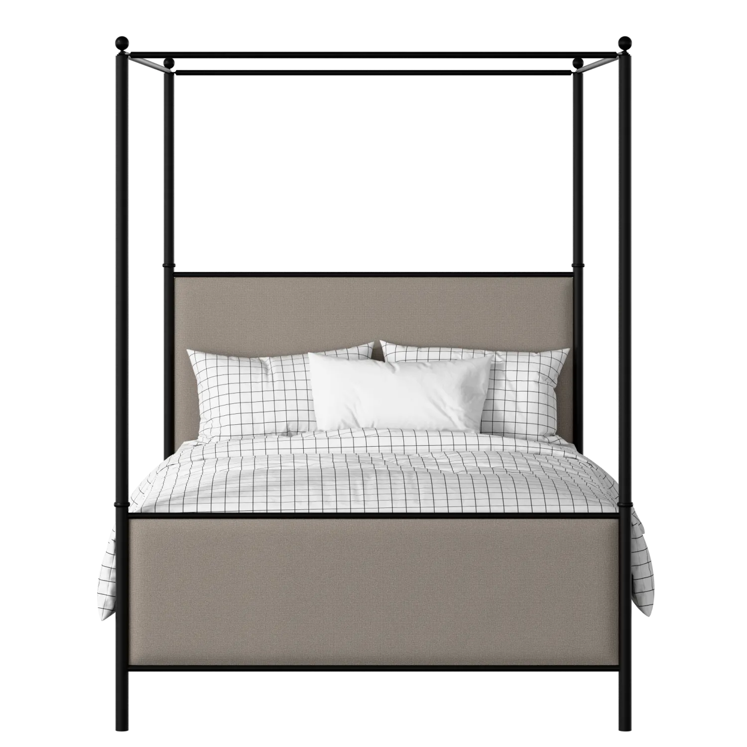 Reims iron/metal upholstered bed in black with storm grey fabric