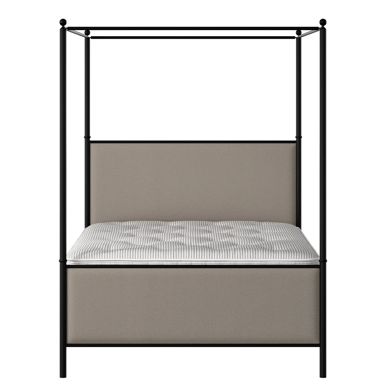 Reims iron/metal upholstered bed in black with storm grey fabric