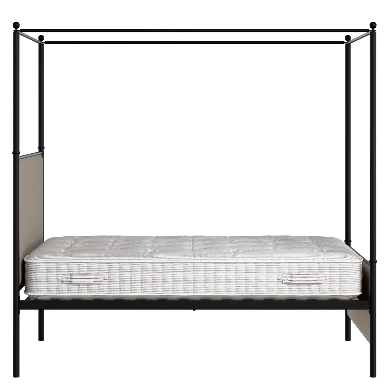 Reims iron/metal upholstered bed in black with storm grey fabric