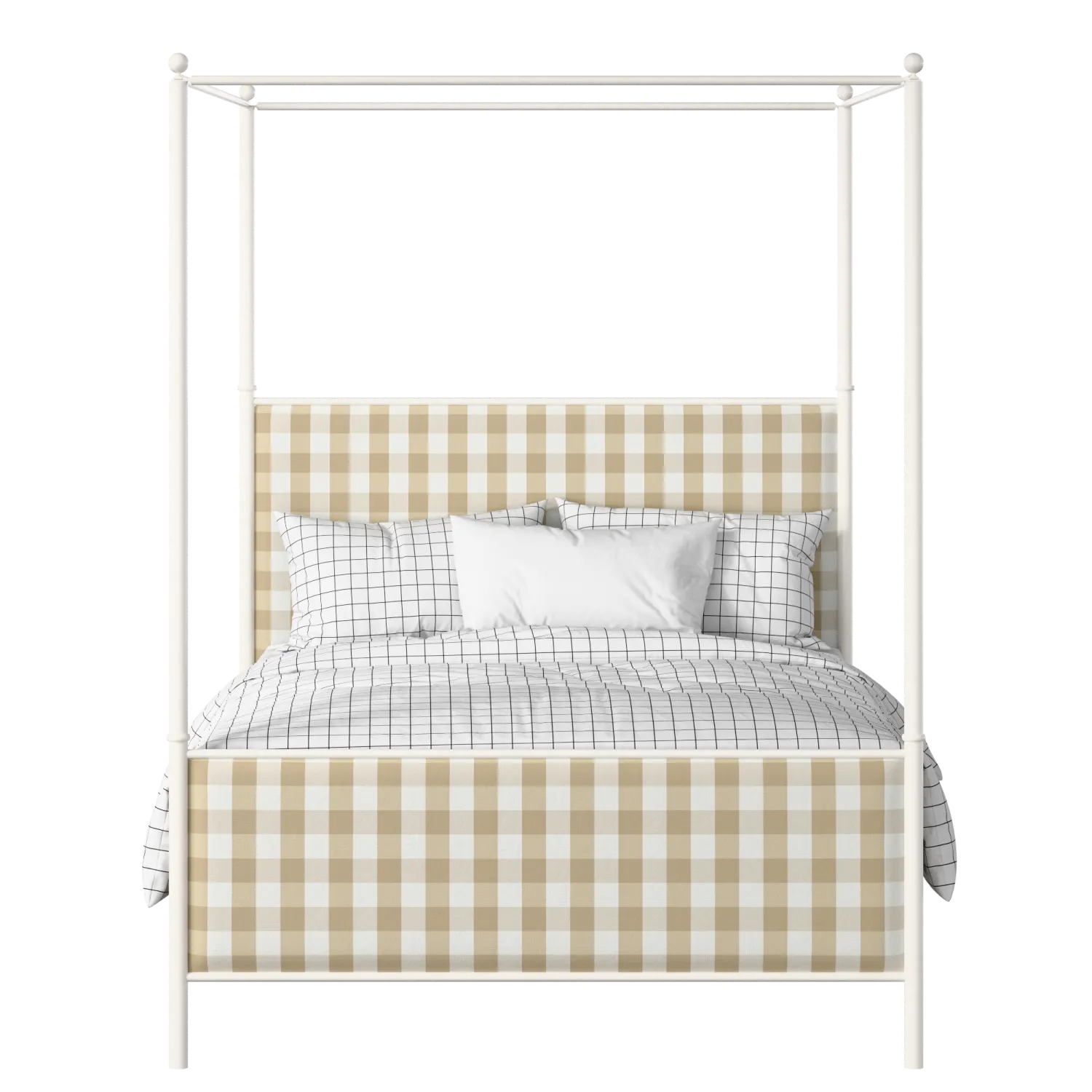 Reims iron/metal upholstered bed in ivory with Romo Kemble Putty fabric