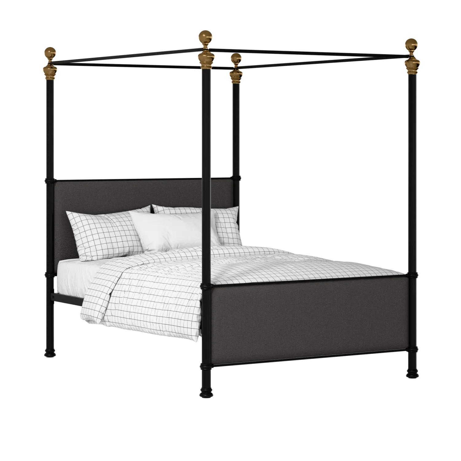 Riviere iron/metal upholstered bed in black with iron fabric