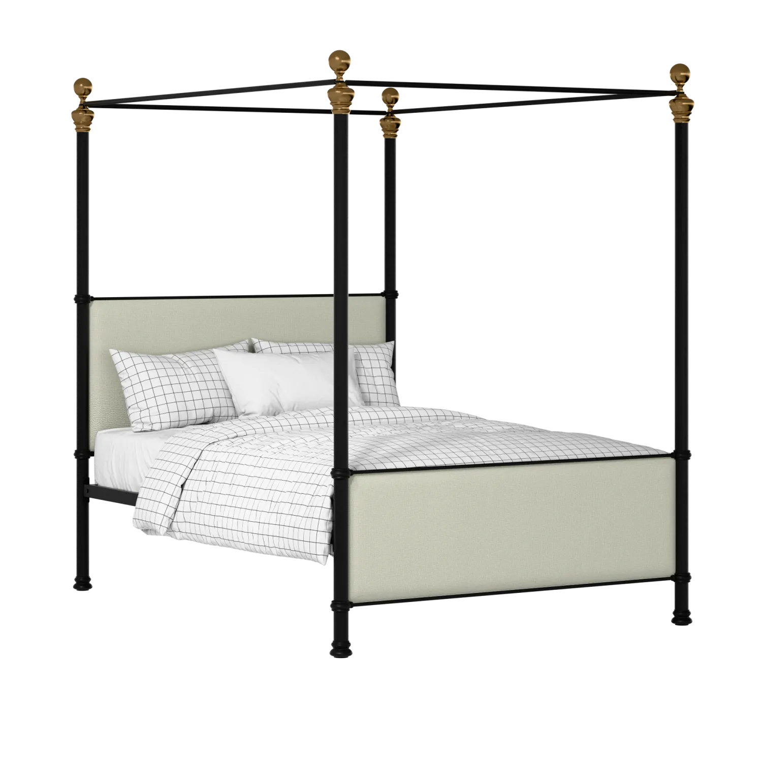 Riviere iron/metal upholstered bed in black with mineral fabric