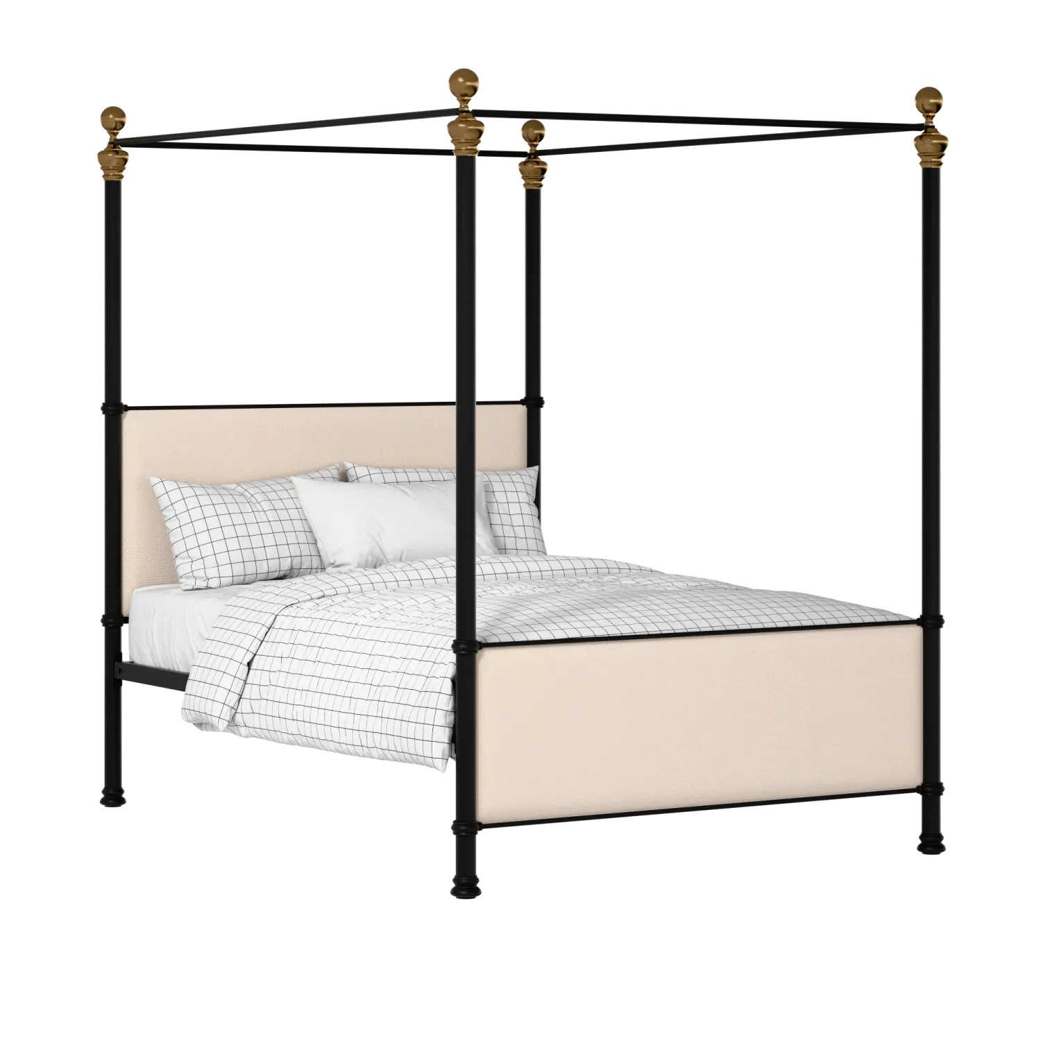 Riviere iron/metal upholstered bed in black with silver fabric