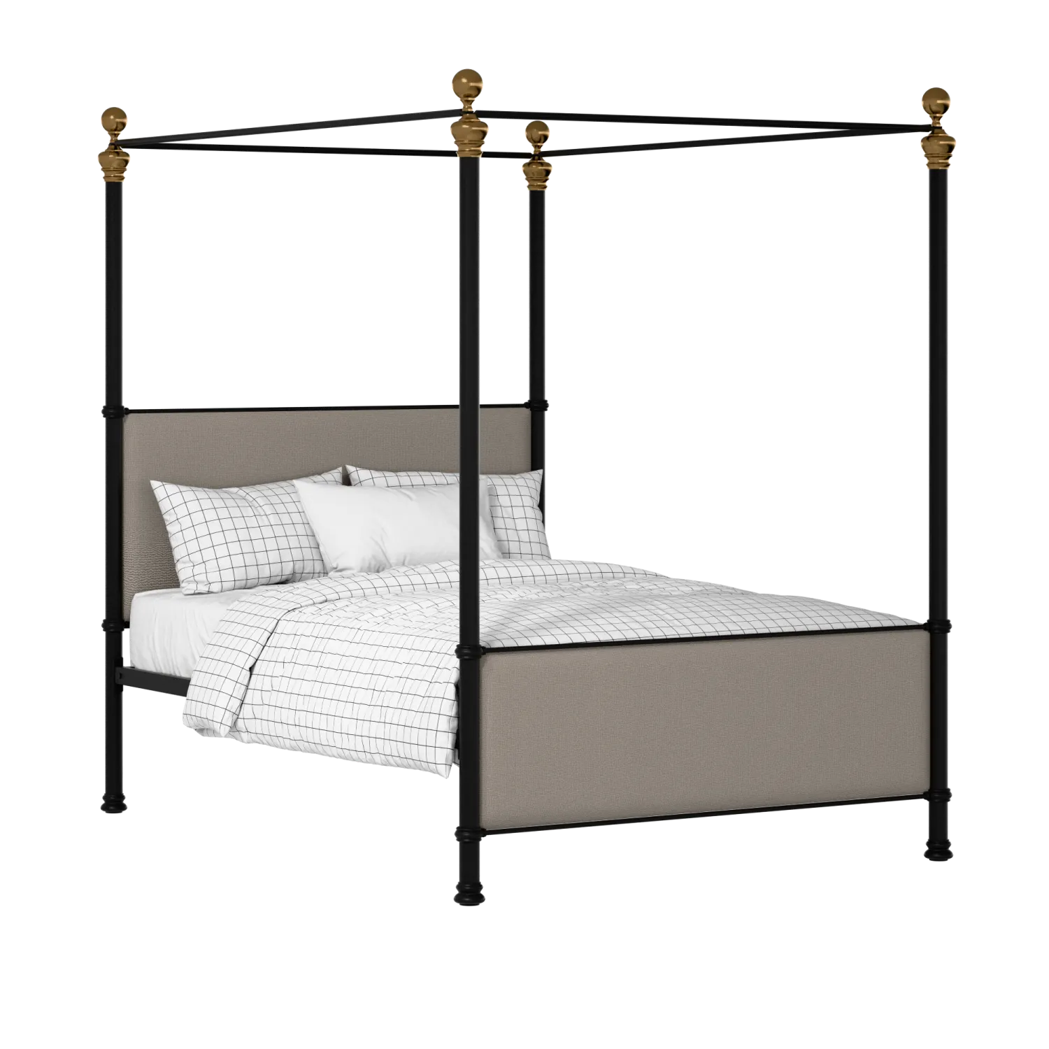 Riviere iron/metal upholstered bed in black with storm grey fabric