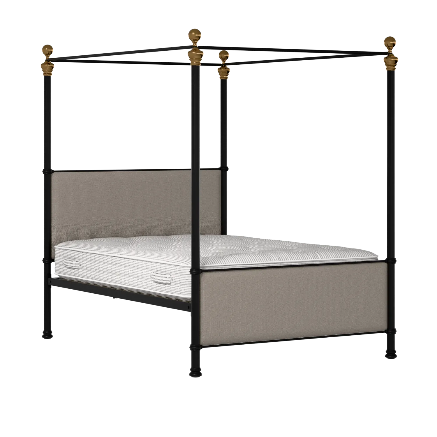 Riviere iron/metal upholstered bed in black with storm grey fabric