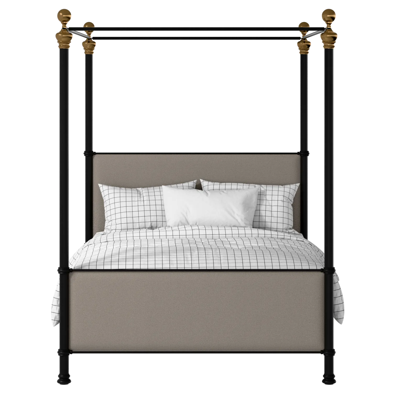 Riviere iron/metal upholstered bed in black with storm grey fabric